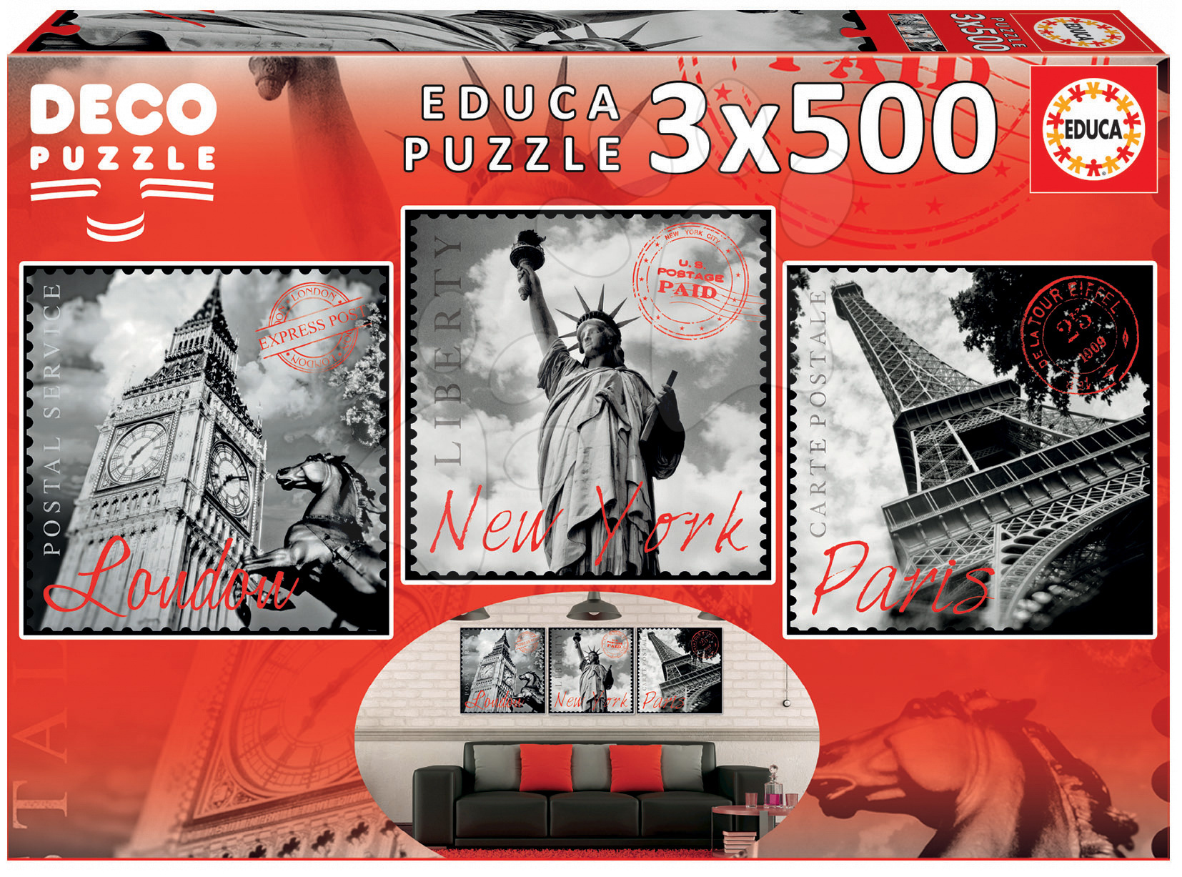 Educa puzzle Deco Big Cities 3x500 dielov 17096