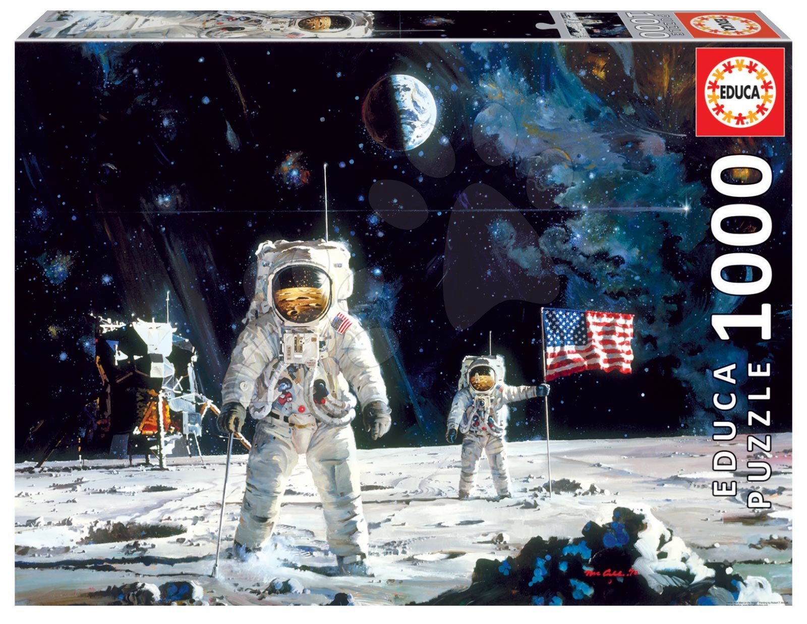 Puzzle First Man on the Moon Educa Robert McCall 1000 dielov a Fix lepidlo od 11 rokov