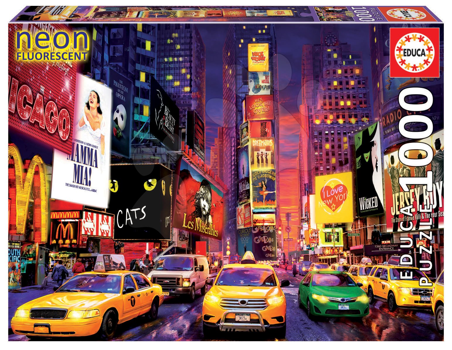 Puzzle Times Square, New York Neon Educa 1000 dílků a Fix Lepidlo