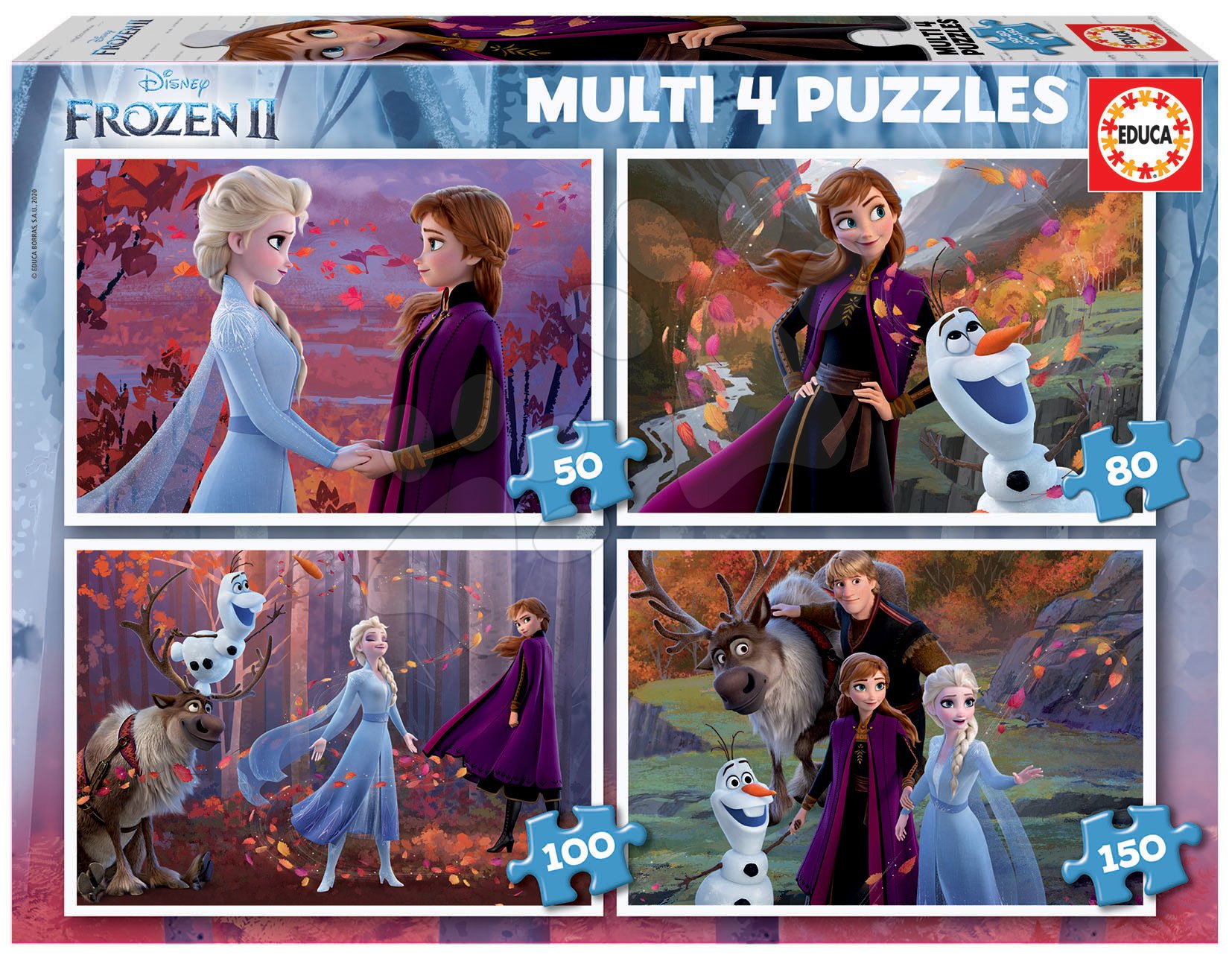 Puzzle Multi 4 Frozen 2 Disney Educa 50-80-100-150 dielov od 5 rokov