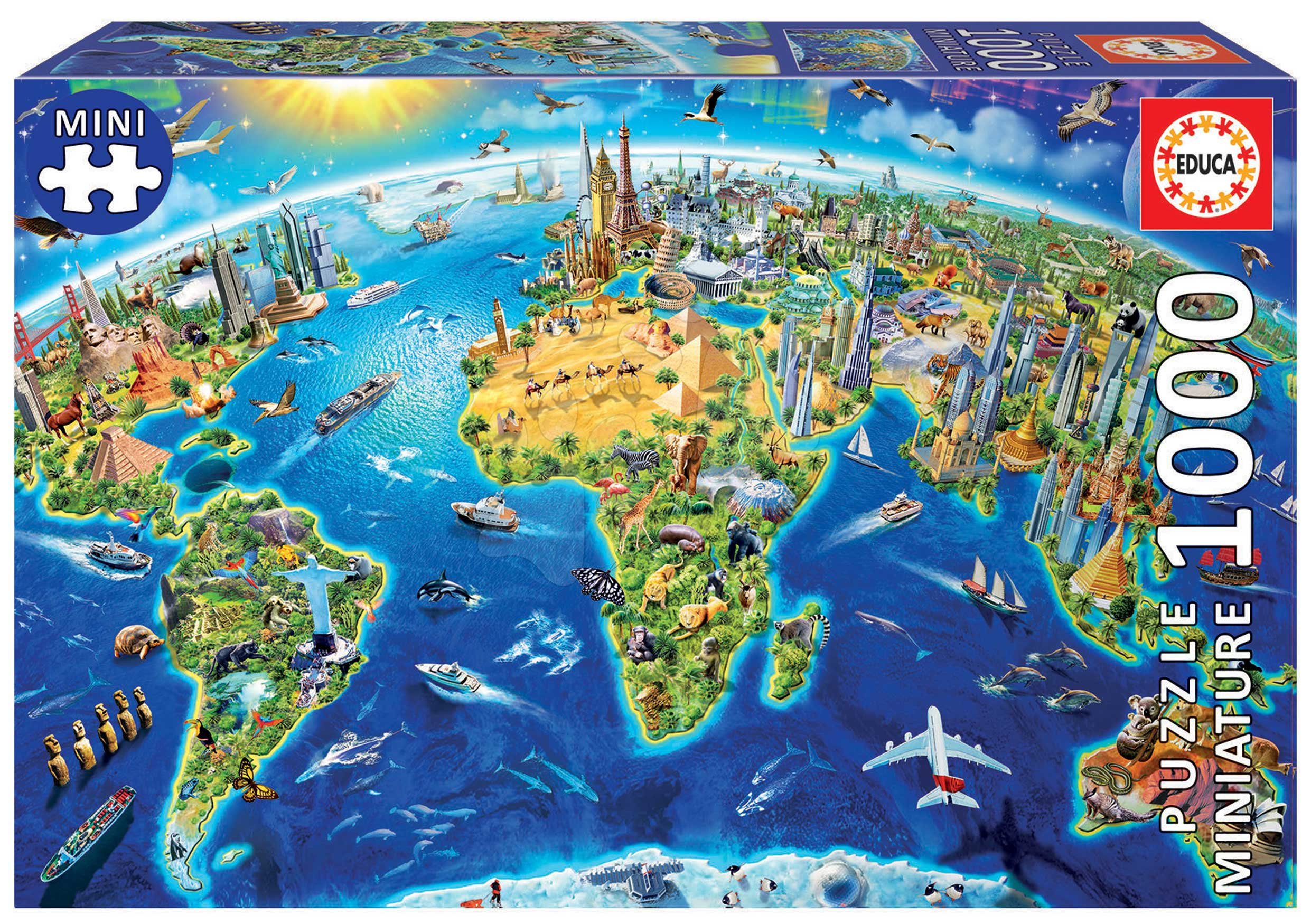 Puzzle Miniature series World Landmarks Educa 1000 dielov a Fix lepidlo od 11 rokov