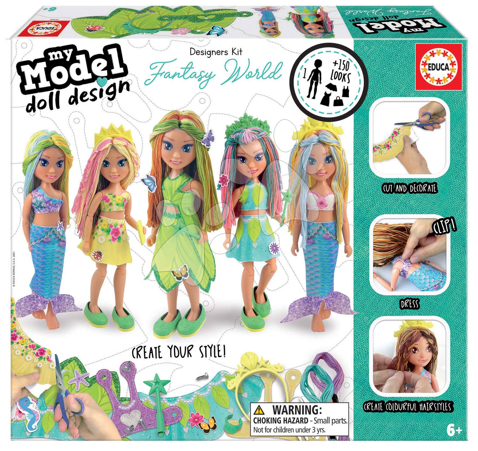 Kreativní tvoření Design Your Doll Fantasy World Educa vyrob si vlastní pohádkové panenky 5 modelů od 6 let