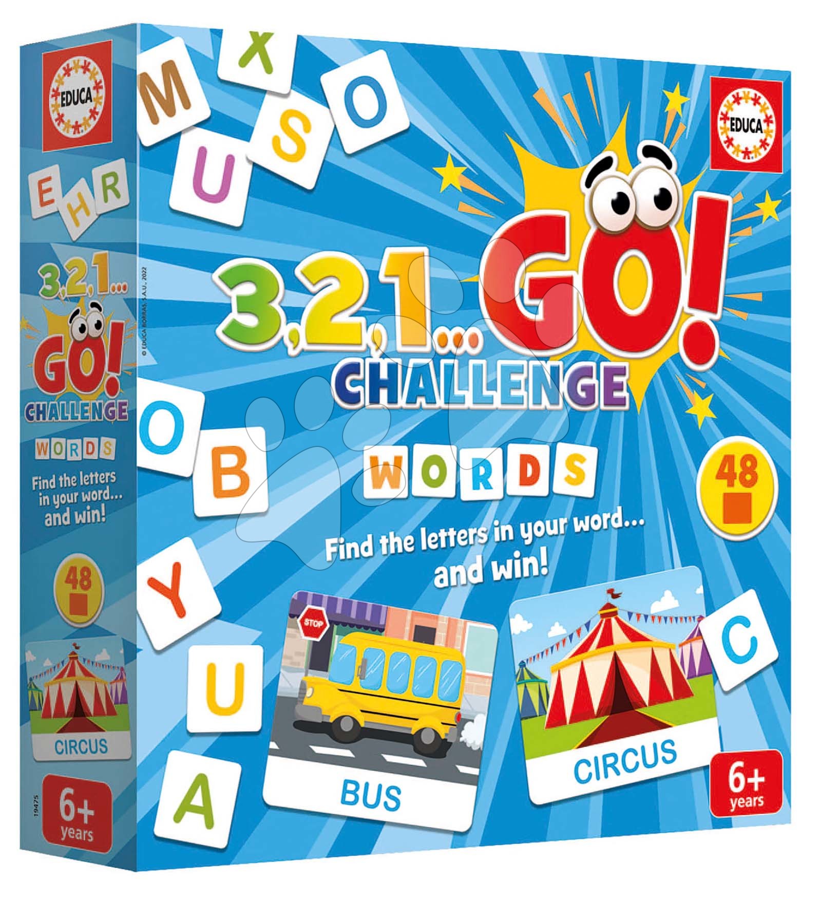 Společenská hra Slova 3,2,1... Go! Challenge Words Educa 48 slovíček 150 písmen anglicky od 6 let