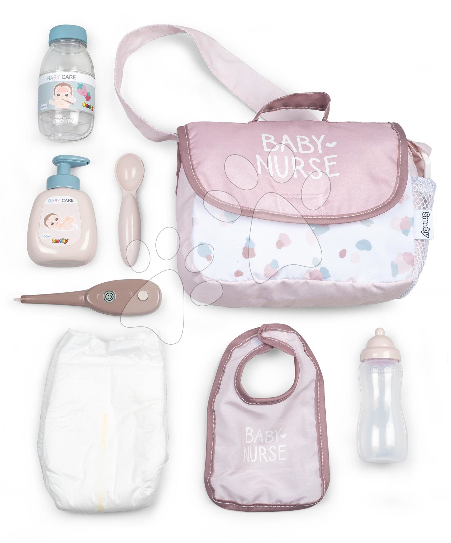 Přebalovací taška s plenkou Changing Bag Natur D\'Amour Baby Nurse Smoby s 8 doplňky pro 42 cm panenku