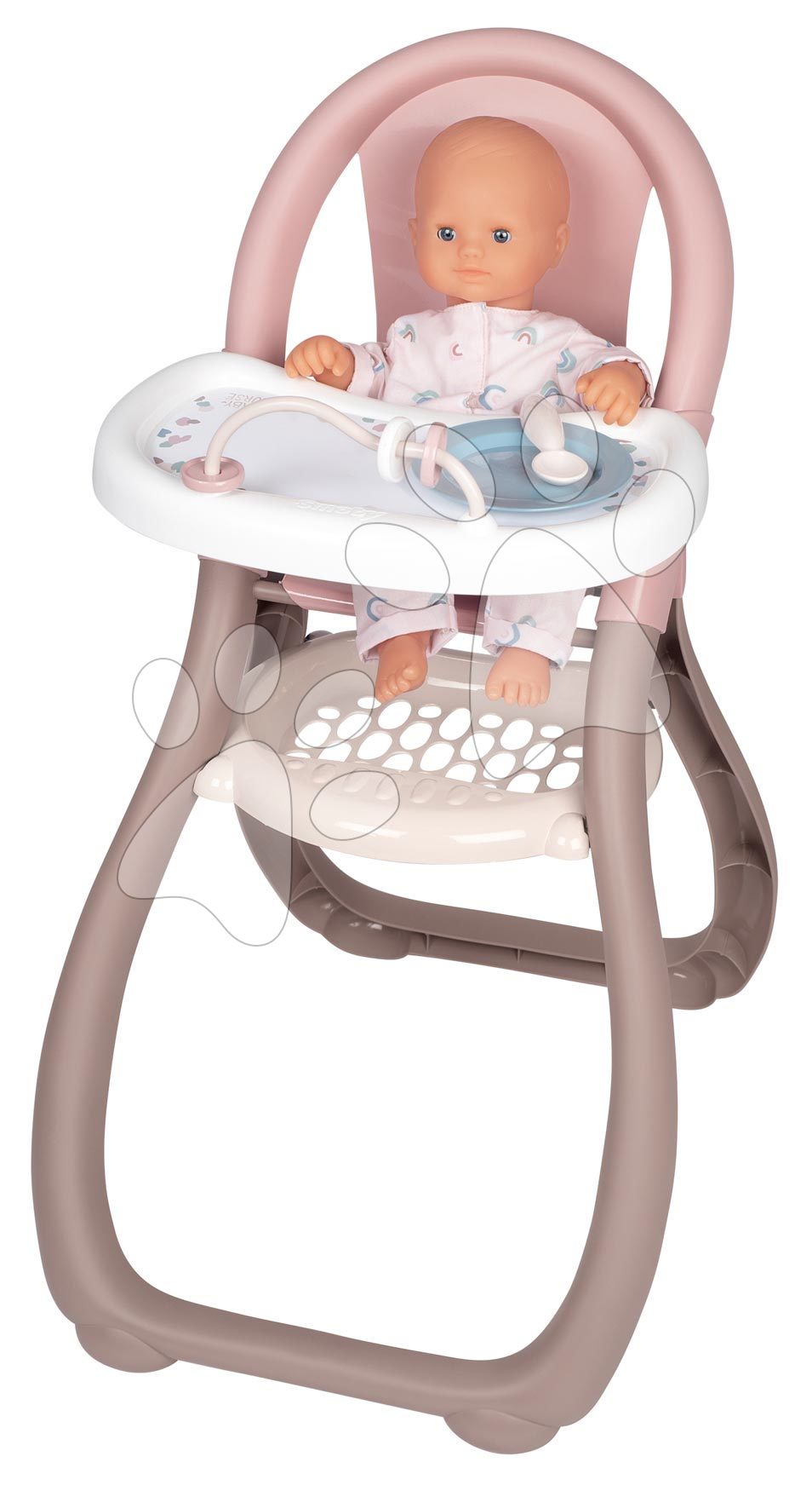 Jedálenská stolička Highchair Natur D\'Amour Baby Nurse Smoby s 2 doplnkami pre 42 cm bábiku od 18 mes