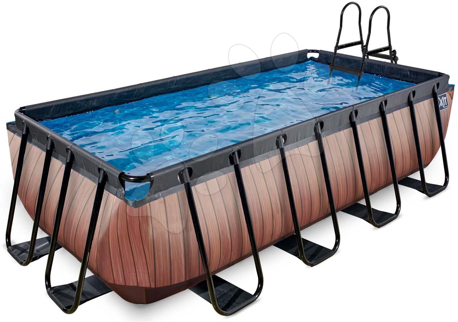 Bazén s pieskovou filtráciou Wood pool Exit Toys oceľová konštrukcia 400*200*100 cm hnedý od 6 rokov