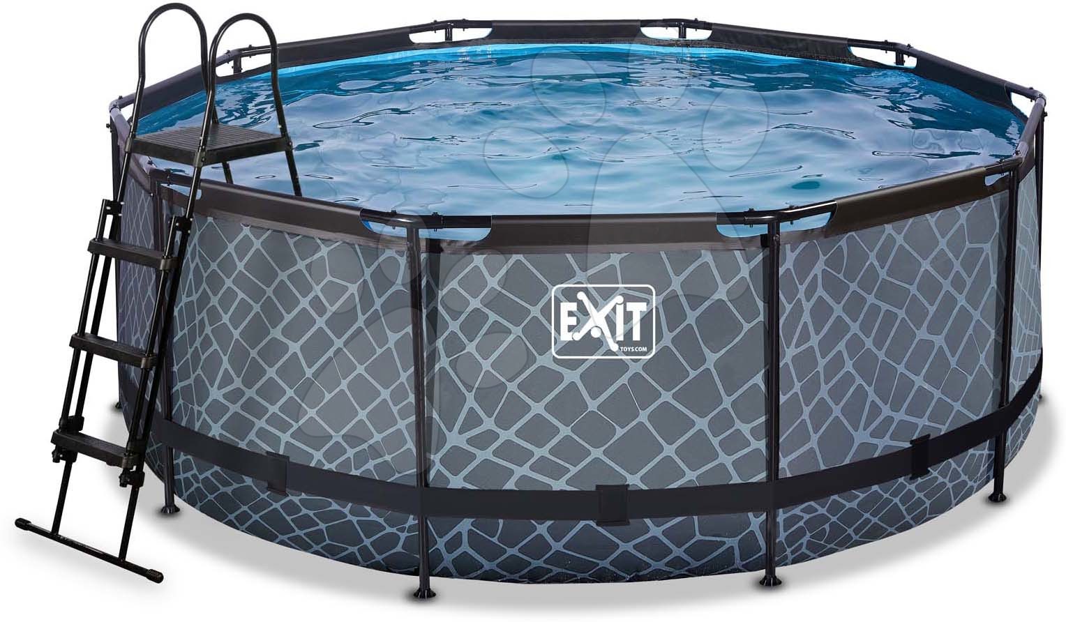 Bazén s pískovou filtrací Stone pool Exit Toys kruhový ocelová konstrukce 360*122 cm šedý od 6 let