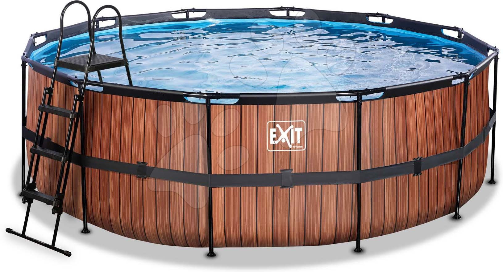 Bazén s pískovou filtrací Wood pool Exit Toys kruhový ocelová konstrukce 427*122 cm hnědý od 6 let