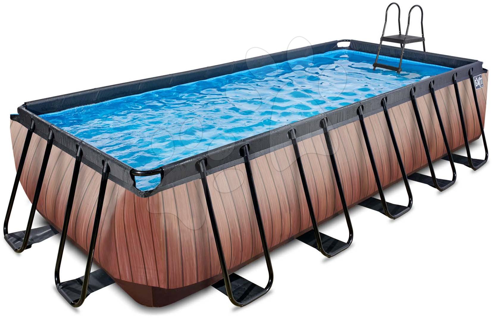 Bazén s pieskovou filtráciou Wood pool Exit Toys oceľová konštrukcia 540*250*122 cm hnedý od 6 rokov
