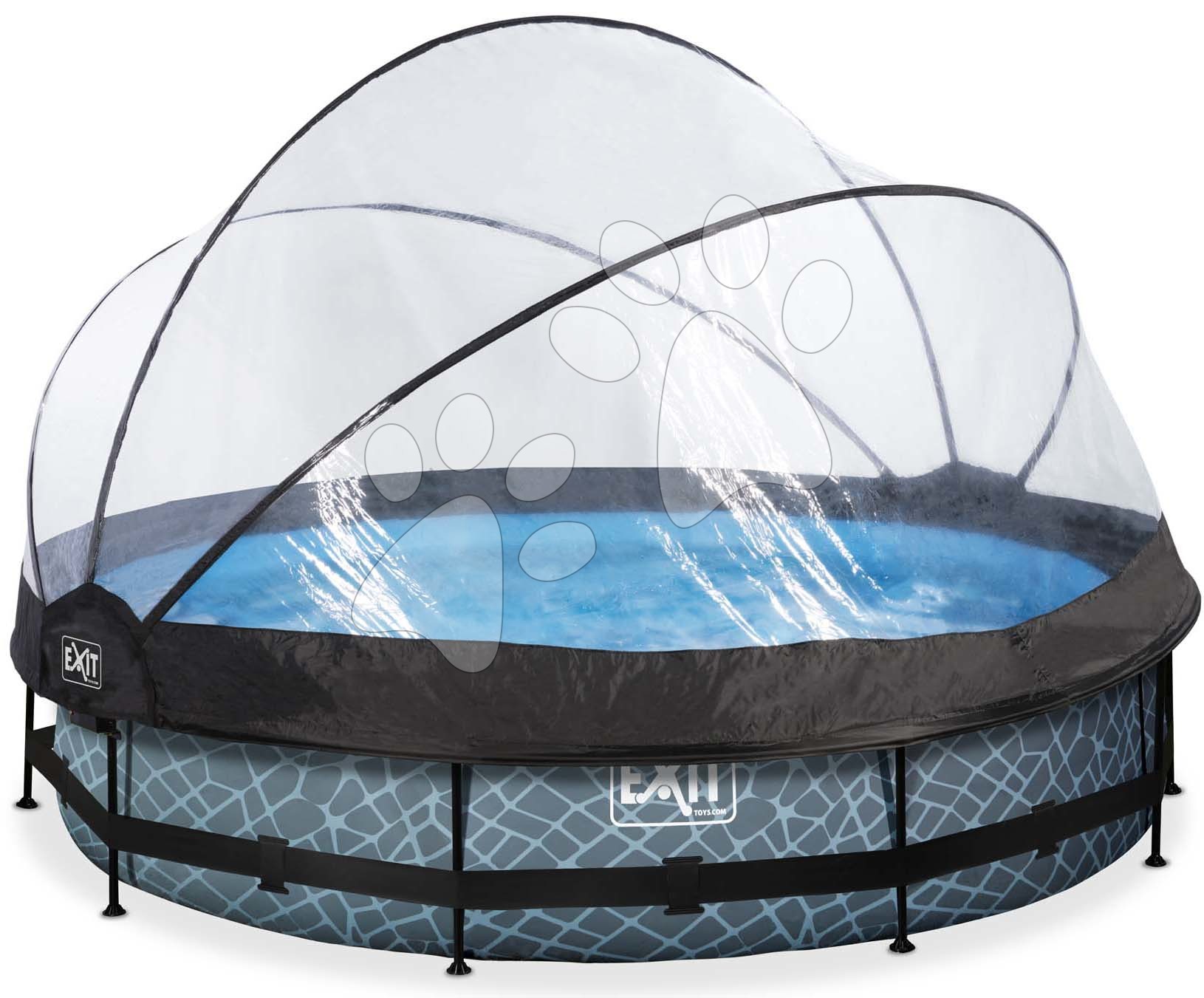 Bazén s krytem a filtrací Stone pool Exit Toys kruhový ocelová konstrukce 360*76 cm šedý od 6 let