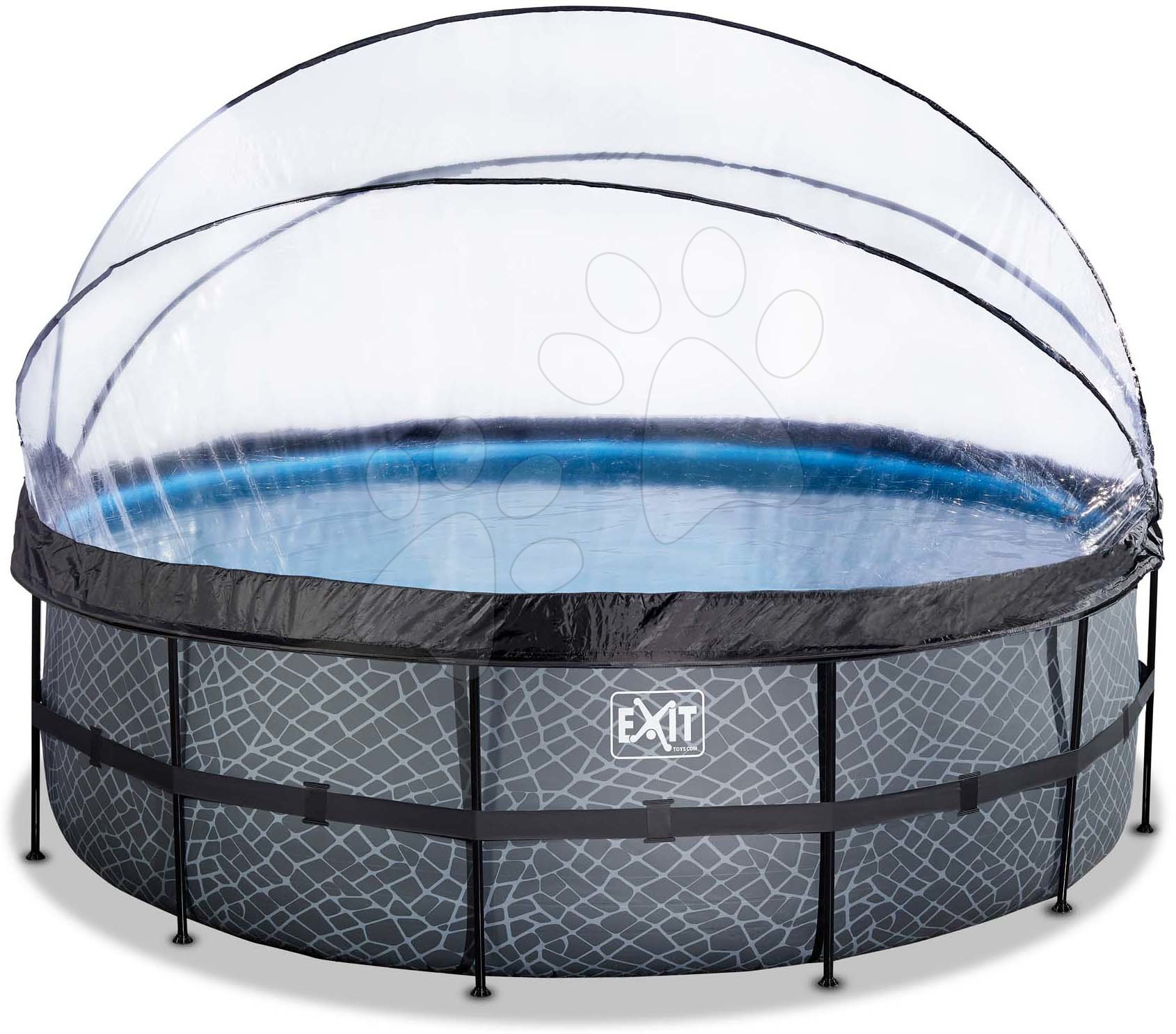 Bazén s krytem a pískovou filtrací Stone pool Exit Toys kruhový ocelová konstrukce 450*122 cm šedý od 6 let