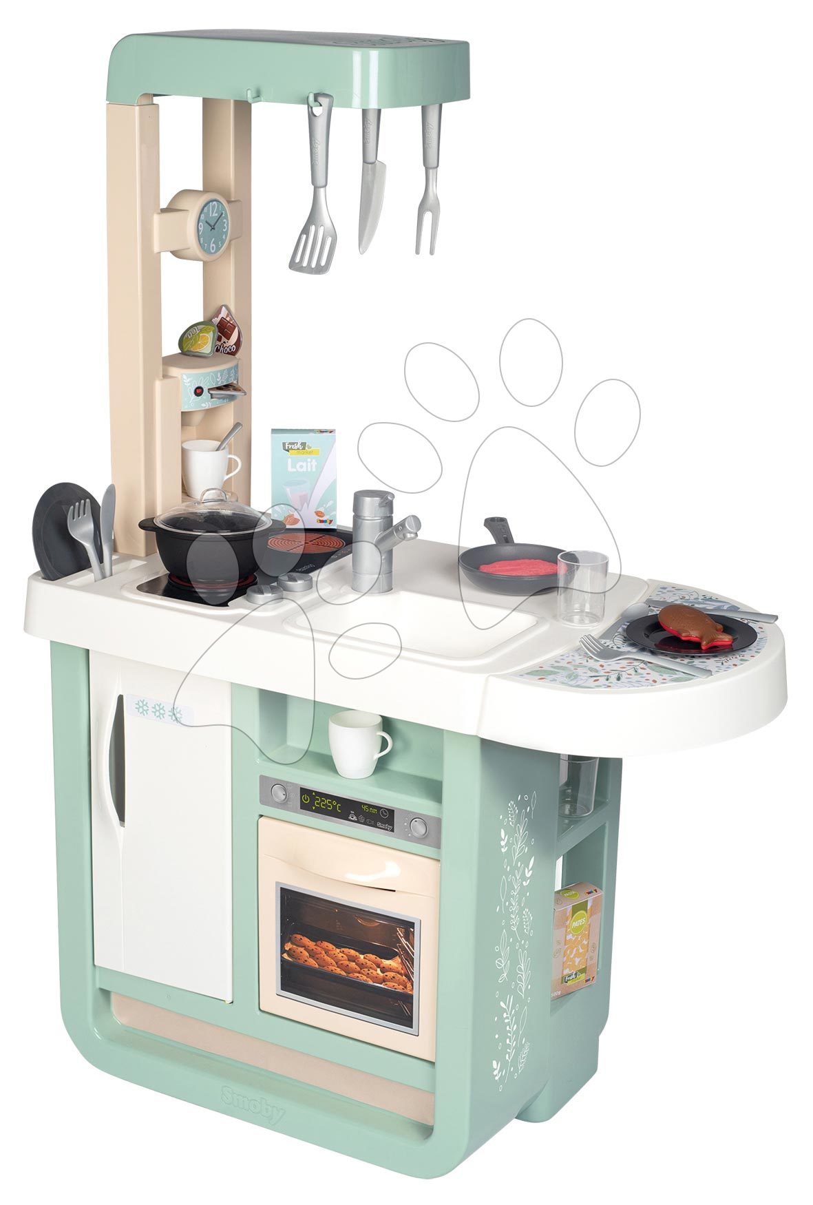 Kuchyňka s elektronickými funkcemi Cherry Kitchen Smoby s jídelním pultem a spotřebiči 25 doplňků – 96 cm výška/49 cm pult