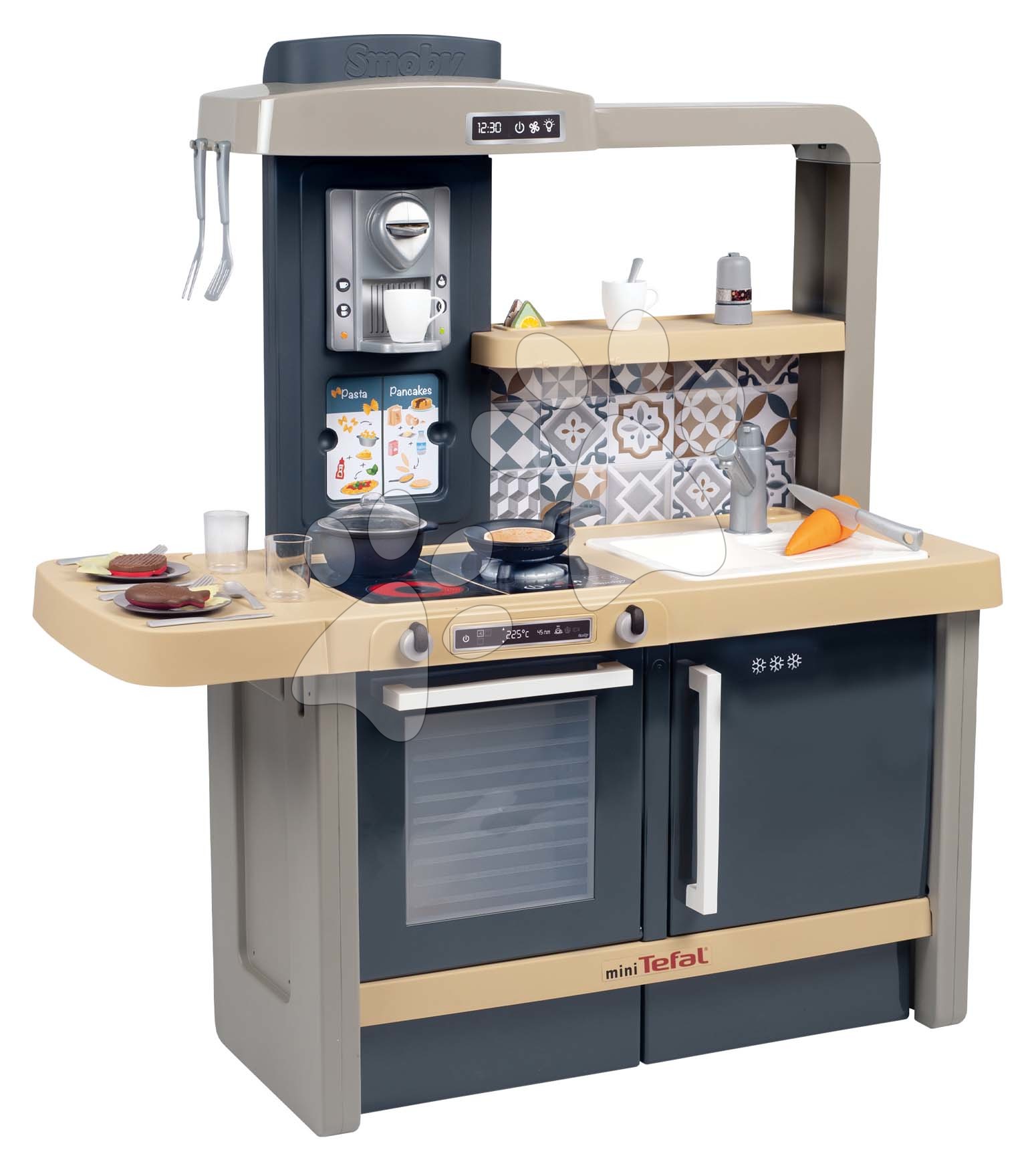Kuchyňka elektronická s nastavitelnou výškou Tefal Evolutive New Kitchen Smoby se zvukovým sporákem a funkčními spotřebiči a 31 doplňků