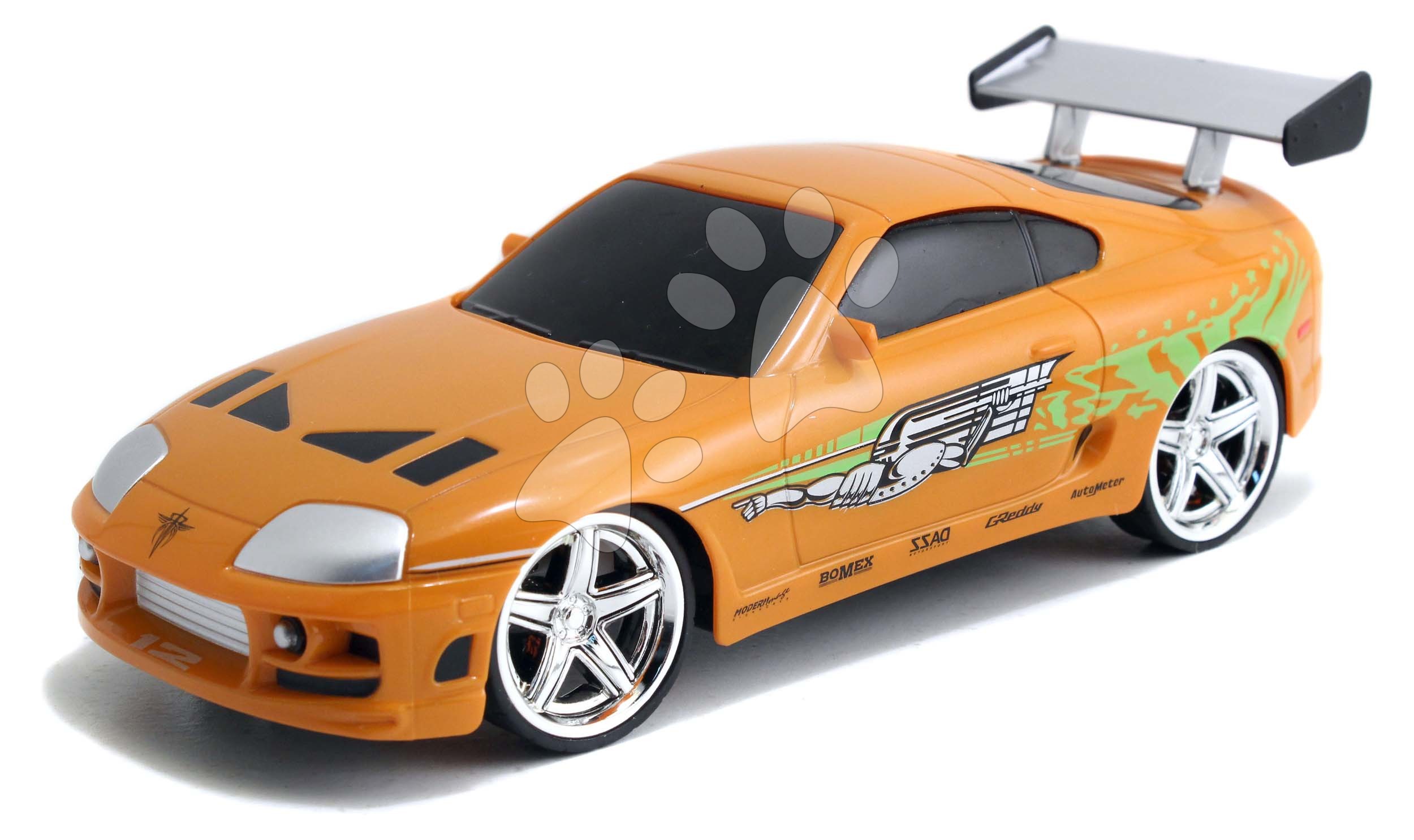 Autíčko na dálkové ovládání RC Brian\'s Toyota Supra Fast & Furious Jada oranžové délka 18,5 cm 1:24