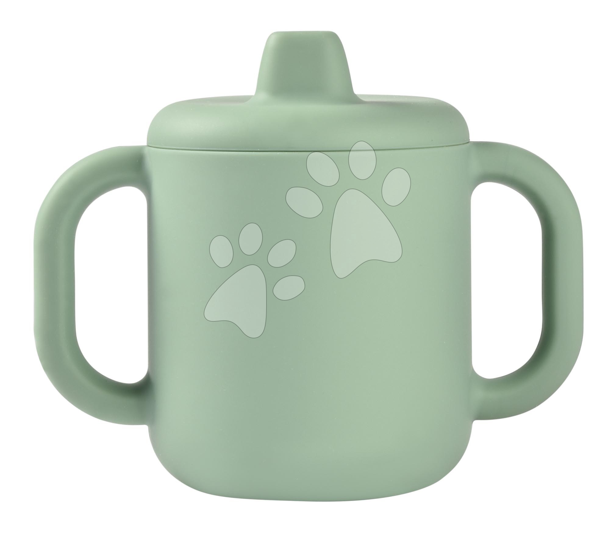 Hrnek pro miminka Silicone Learning Cup Beaba Sage Green s víkem na učení se pít zelený od 8 měsíců