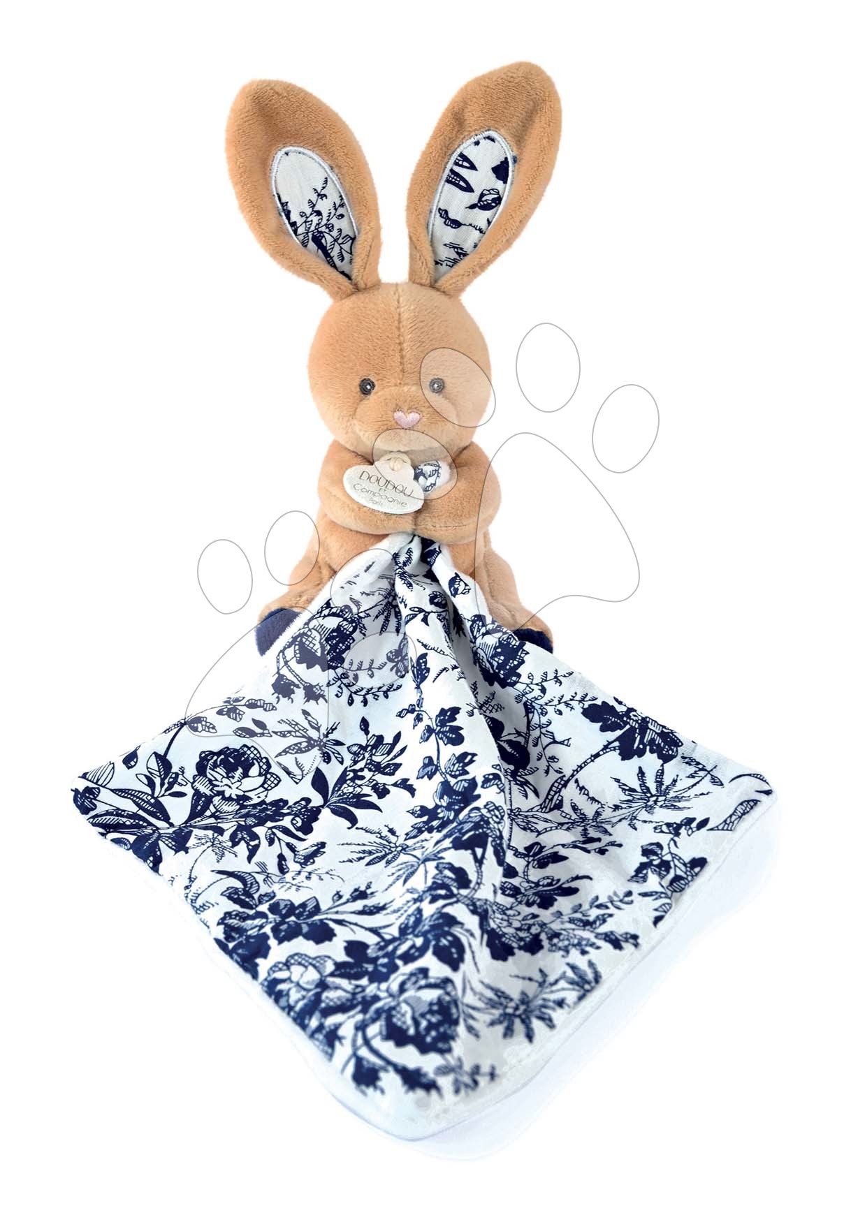 Plyšový zajíček na mazlení Bunny Navy Boh\'aime Doudou et Compagnie modrý 12 cm v dárkovém balení od 0 měsíců