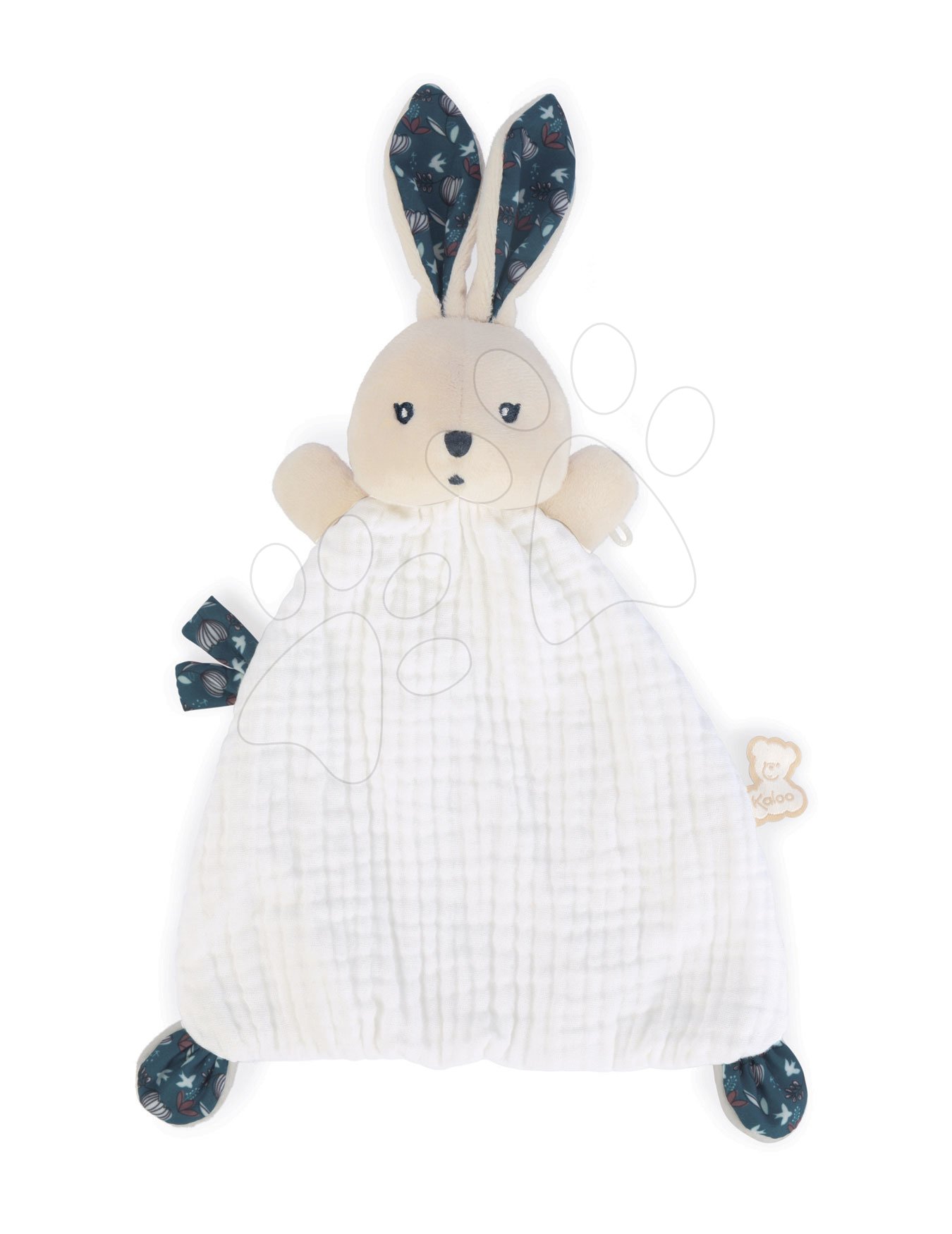 Textilný zajačik na maznanie Nature Rabbit Doudou K\'doux Kaloo biely 20 cm z jemného materiálu od 0 mes