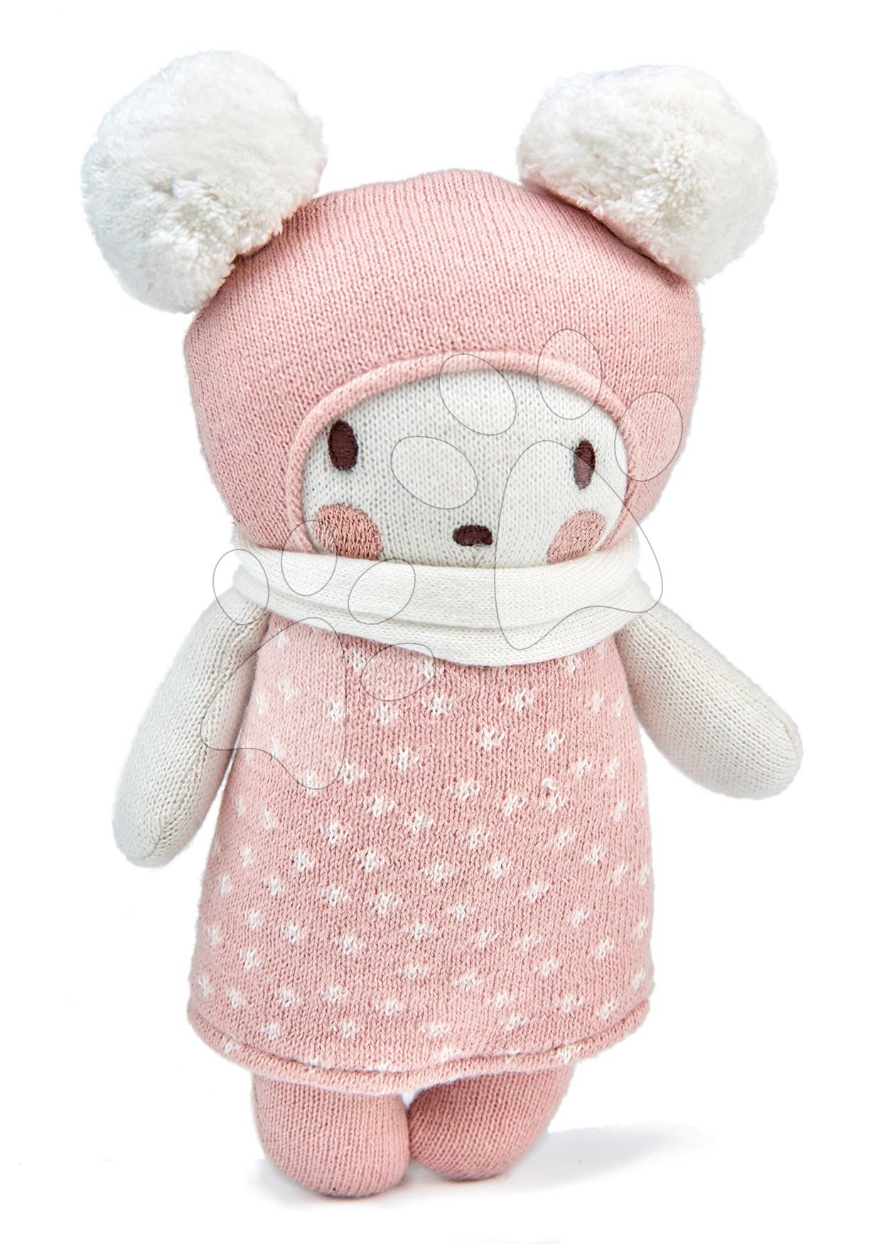 Panenka pletená bílá Baby Bella Knitted Doll ThreadBear 24 cm z jemné a měkké bavlny v dárkovém balení od 0 měsíců