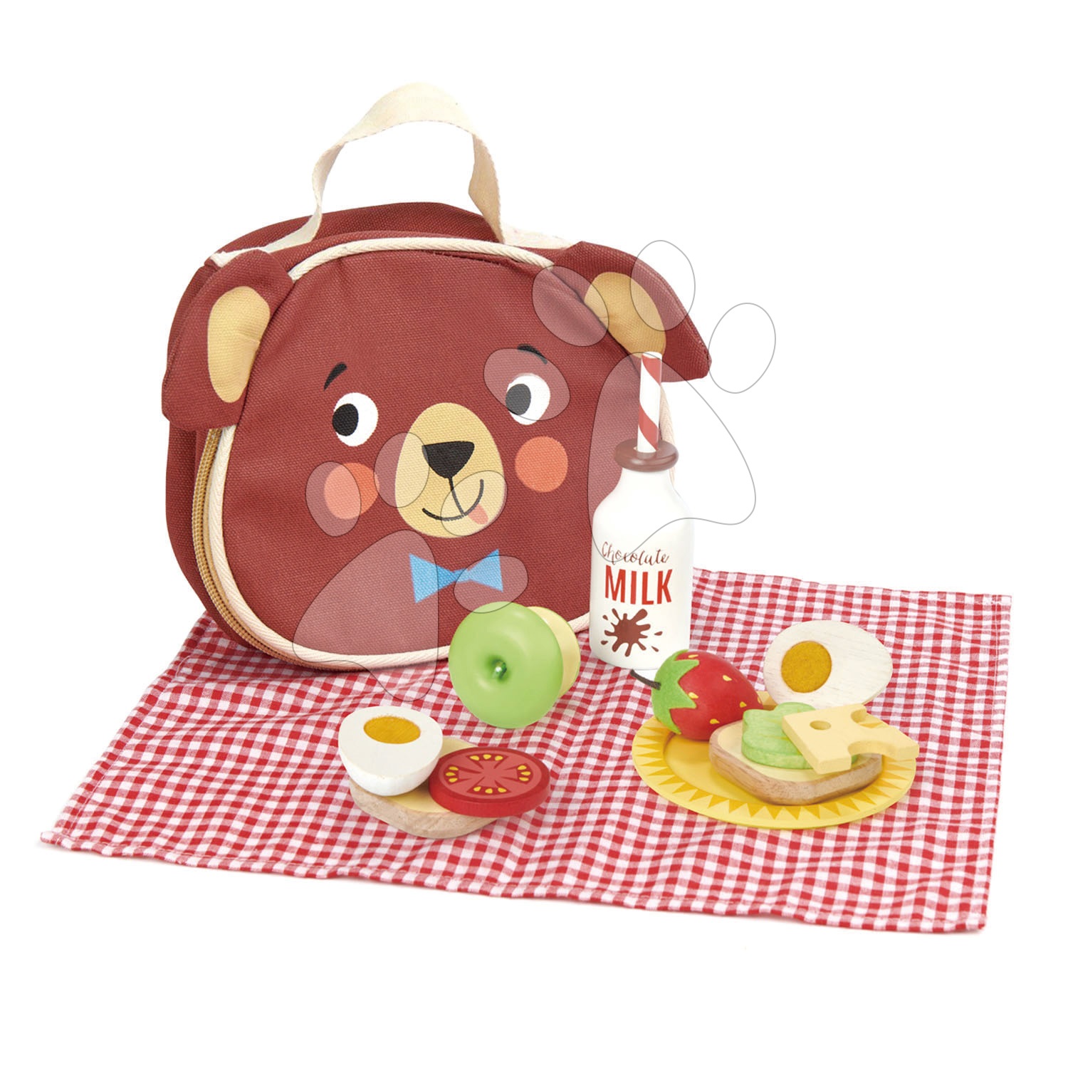 Dřevěná sada na výlet Little Bear\'s Picnic Tender Leaf Toys s taškou a potravinami
