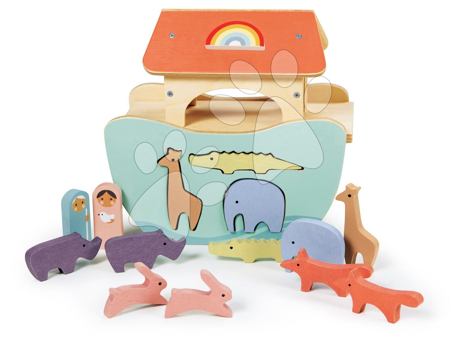 Dřevěná Noemova Archa Little Noah\'s Ark Tender Leaf Toys a 6 párů zvířat od 24 měsíců