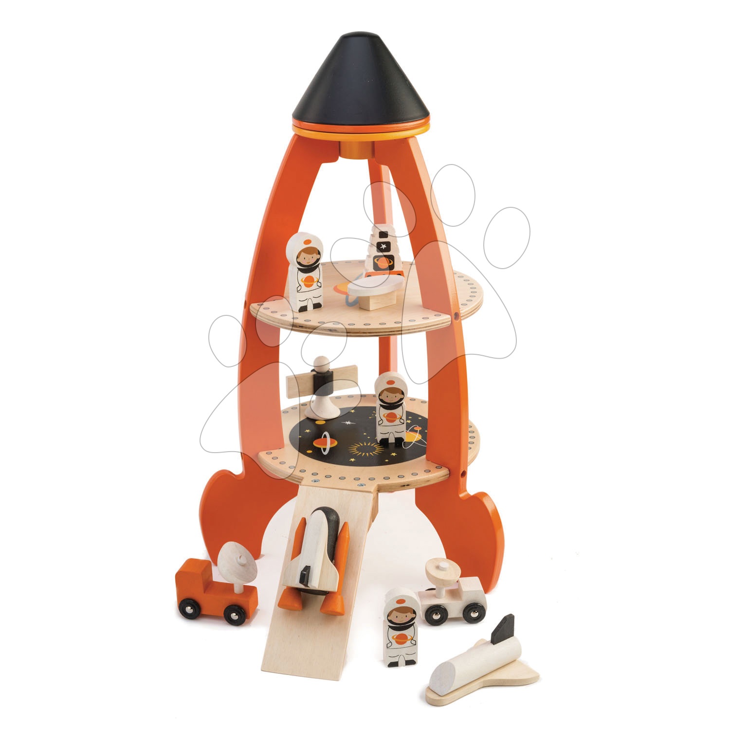 Drevená raketa s kozmonautami Cosmic rocket Tender Leaf Toys 11-dielna súprava