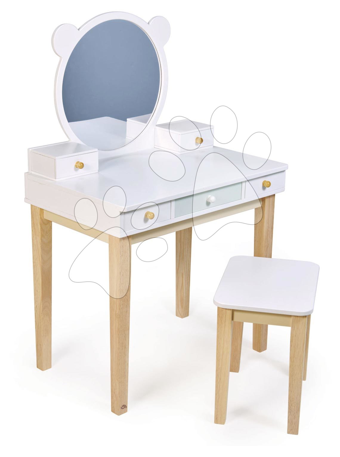 Drevený kozmetický stolík so stoličkou Forest Dressing Table Tender Leaf Toys zrkadlo a 5 zásuviek