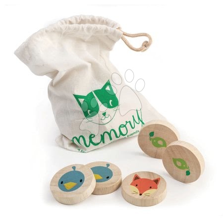 Dřevěné pexeso Clever Cat Memory Tender Leaf Toys 20 kroužků s 10 zvířátky od 18 měsíců