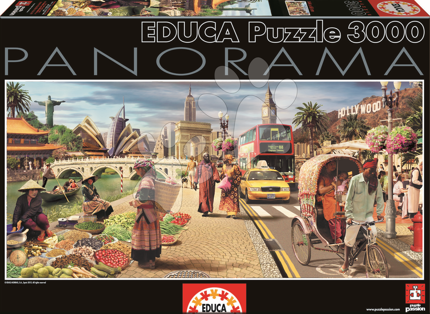 Puzzle 3000 dielne - Puzzle panorama Global World Educa 3000 dielov od 15 rokov