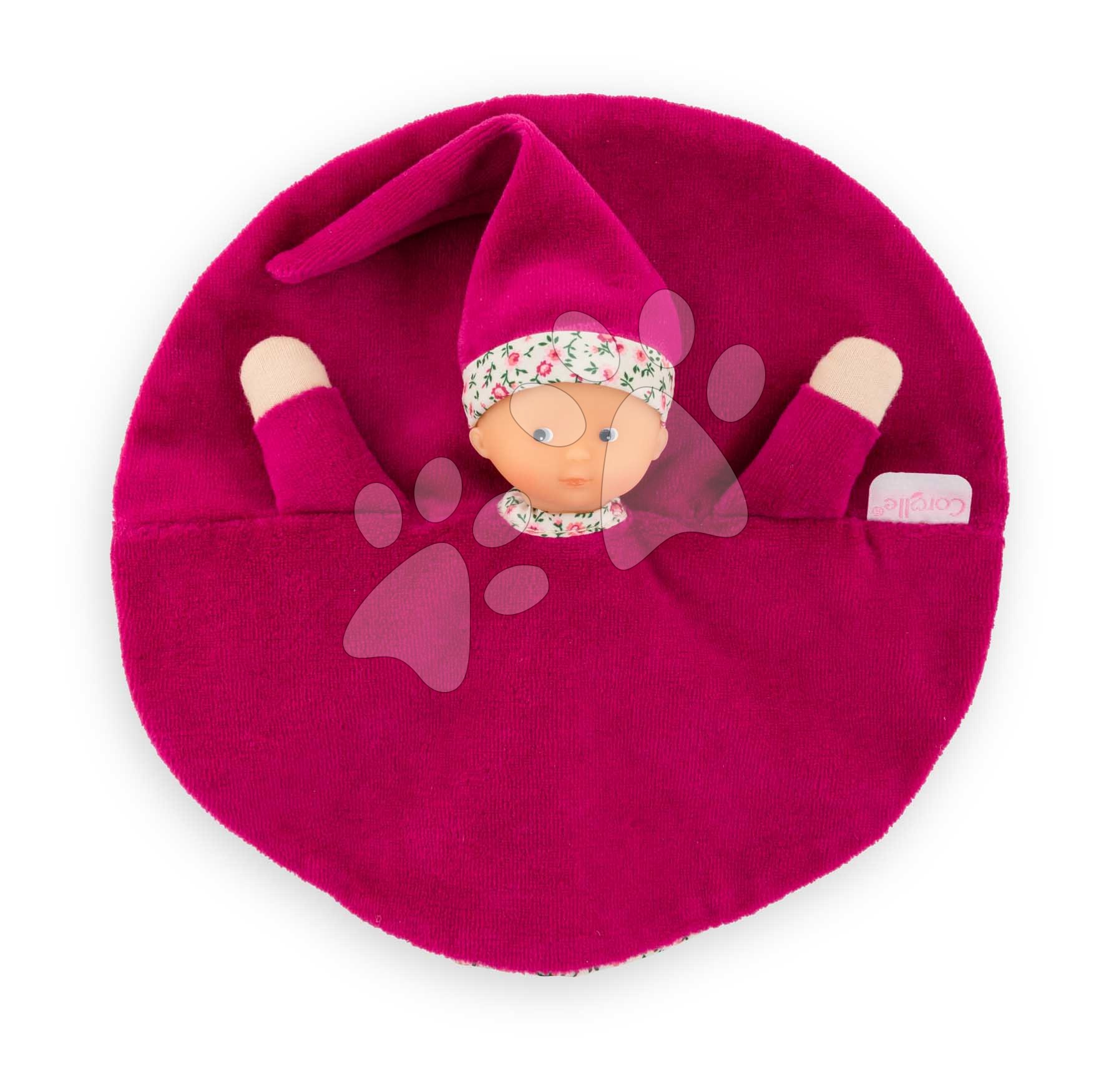 Játékbaba dédelgetésre Tidoudou Pink Grenadine Mon Doudou Corolle extra puha textilből kék szemekkel 17 cm 0 hó-tól