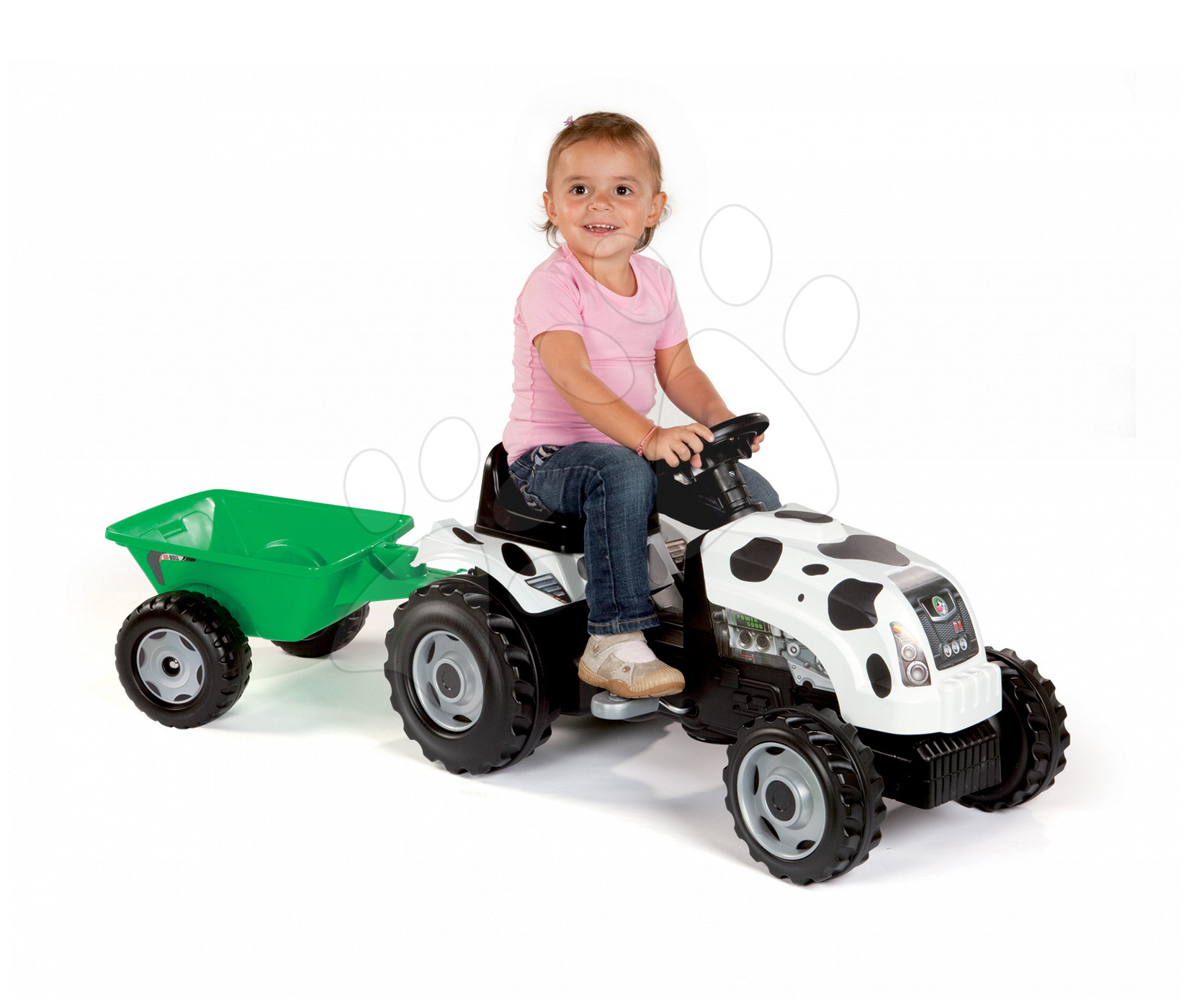 Smoby šlapací traktor pro děti Bull Kravička 33352 bílo-černý