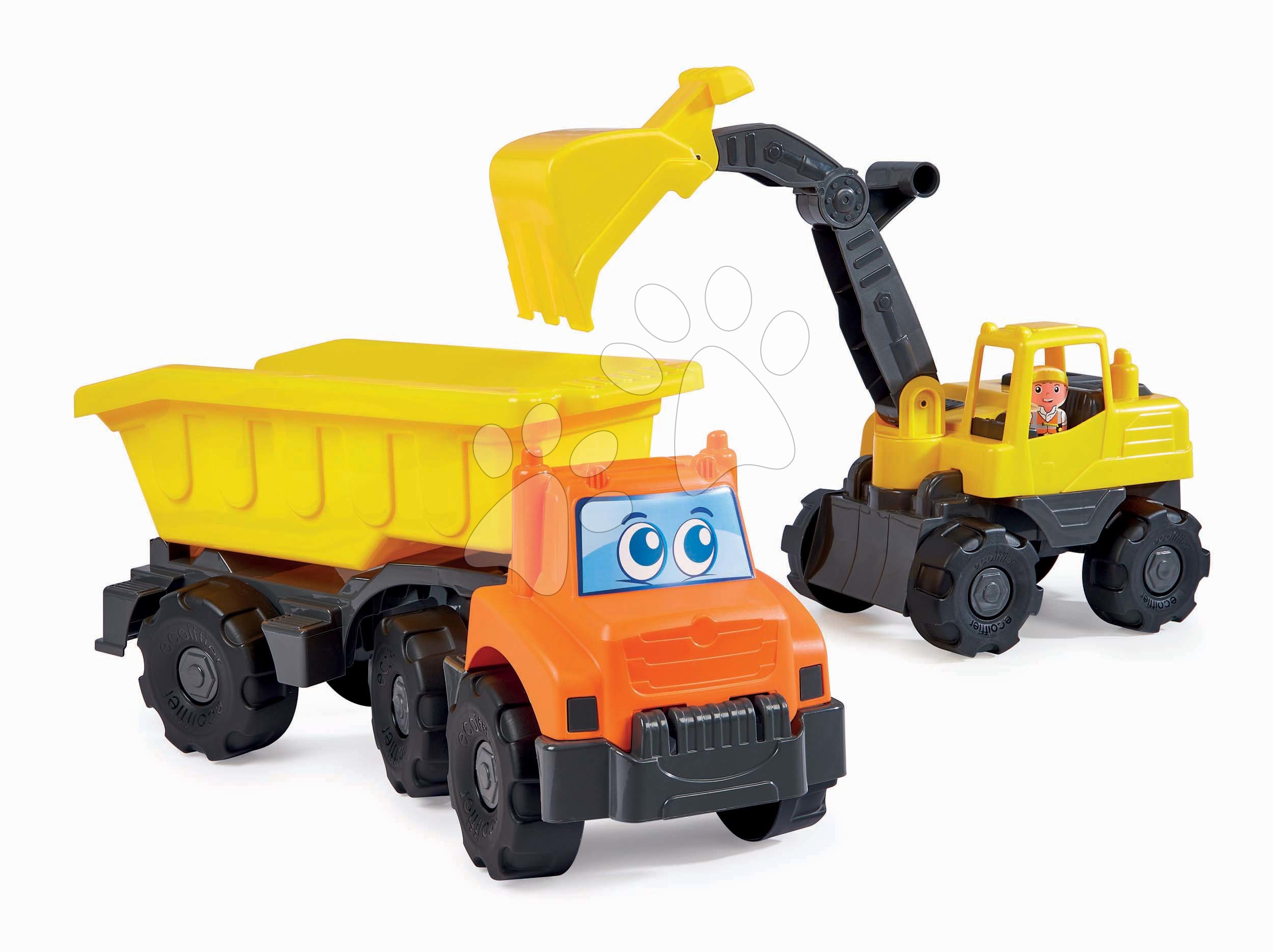 Stavební autíčka bagr a sklápěčka Dump Truck and Excavator TP Écoiffier s figurkou pracovníka od 18 měsíců