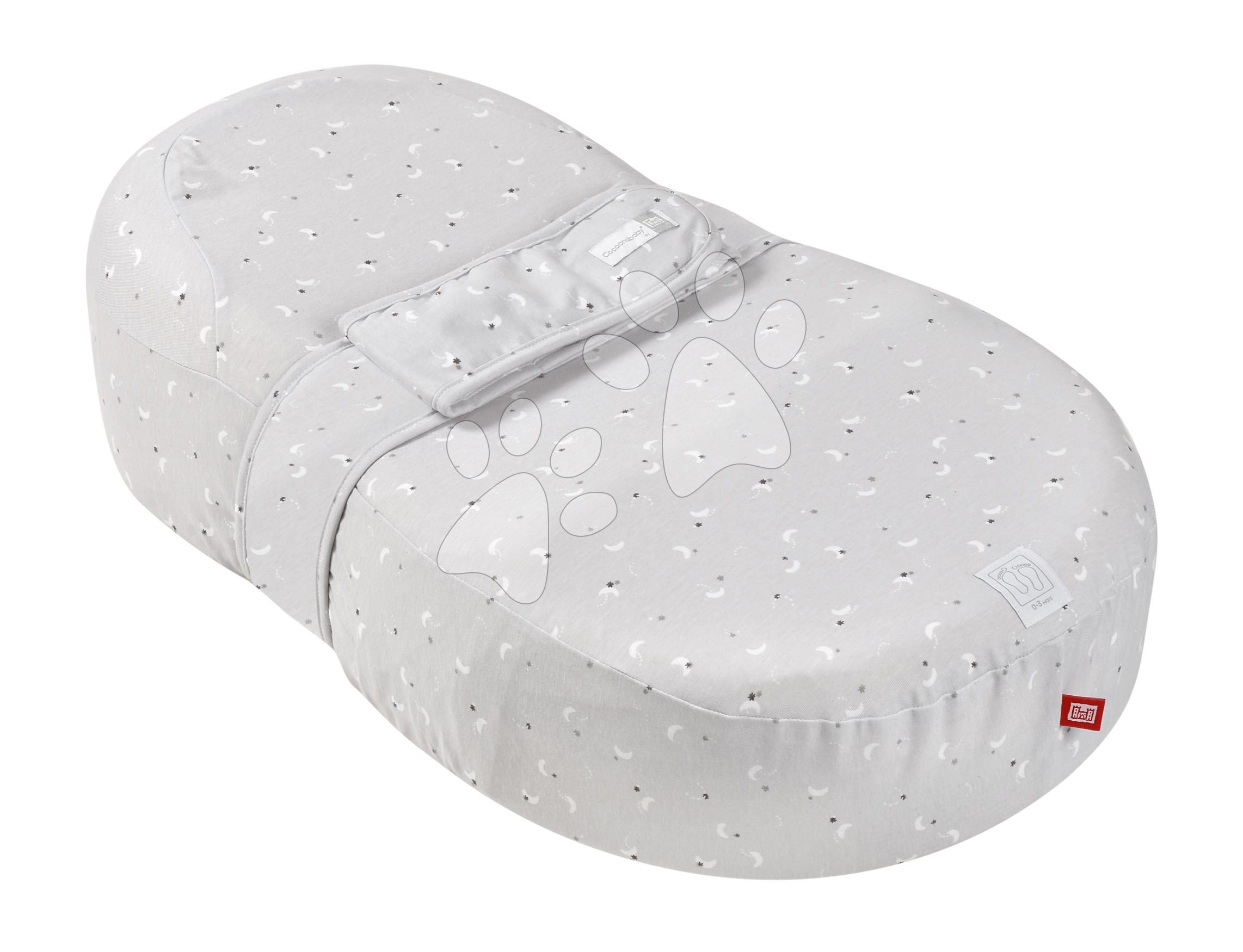 Babafészek Cocoonababy® Pod Support Nest Red Castle Moon & Stars sztreccs lepedővel szürke mintás 0-3 hó korosztálynak