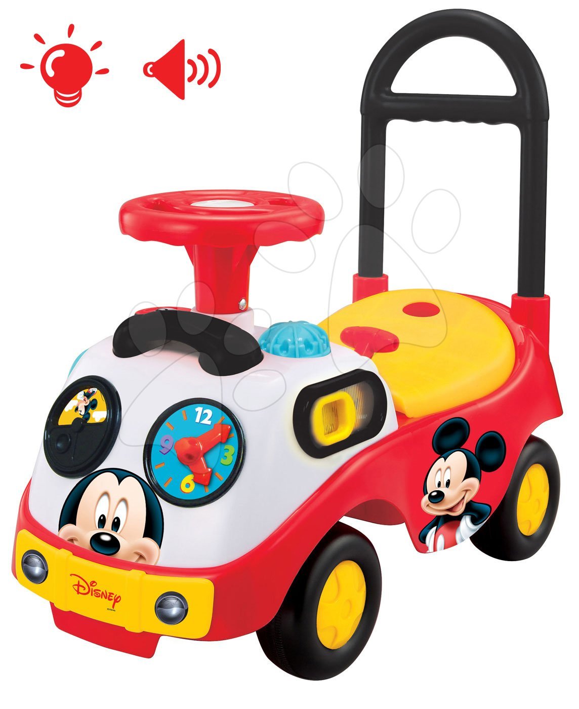 E-shop Detské odrážadlo so zvukom a svetlom Mickey Kiddieland 48116 červeno-žlté