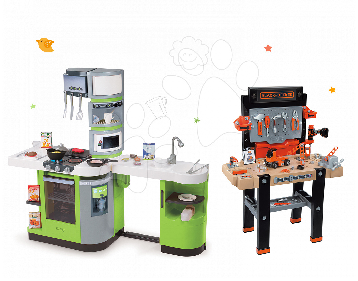 Smoby set dielňa Black+Decker a kuchynka CookMaster Verte 360702-10