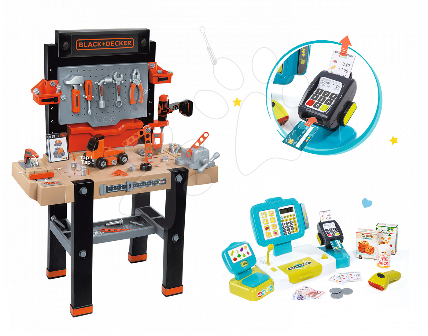 Smoby set dielňa Black+Decker a pokladňa Mini Shop 360702-6