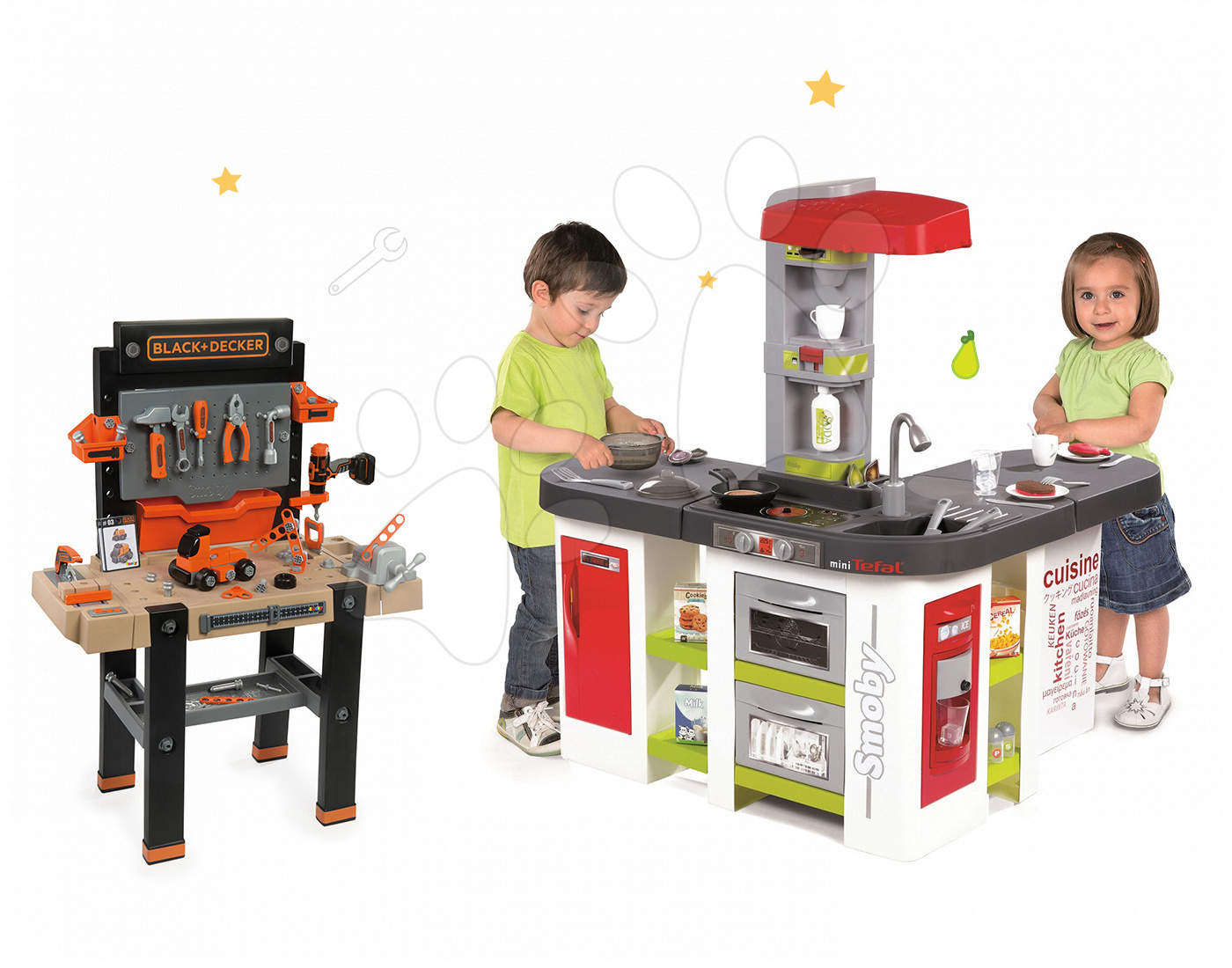 Smoby veľká elektronická kuchynka Tefal Studio XXL a dielňa Black+Decker 311018-12