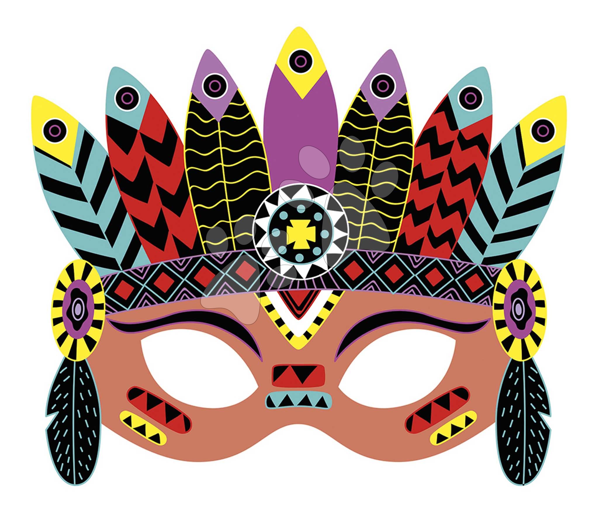 Mini kreatívna sada Party Masky Scratch Art Party Masks Atelier Janod vyškrabovacie obrázky 5 masiek od 5 rokov J07890