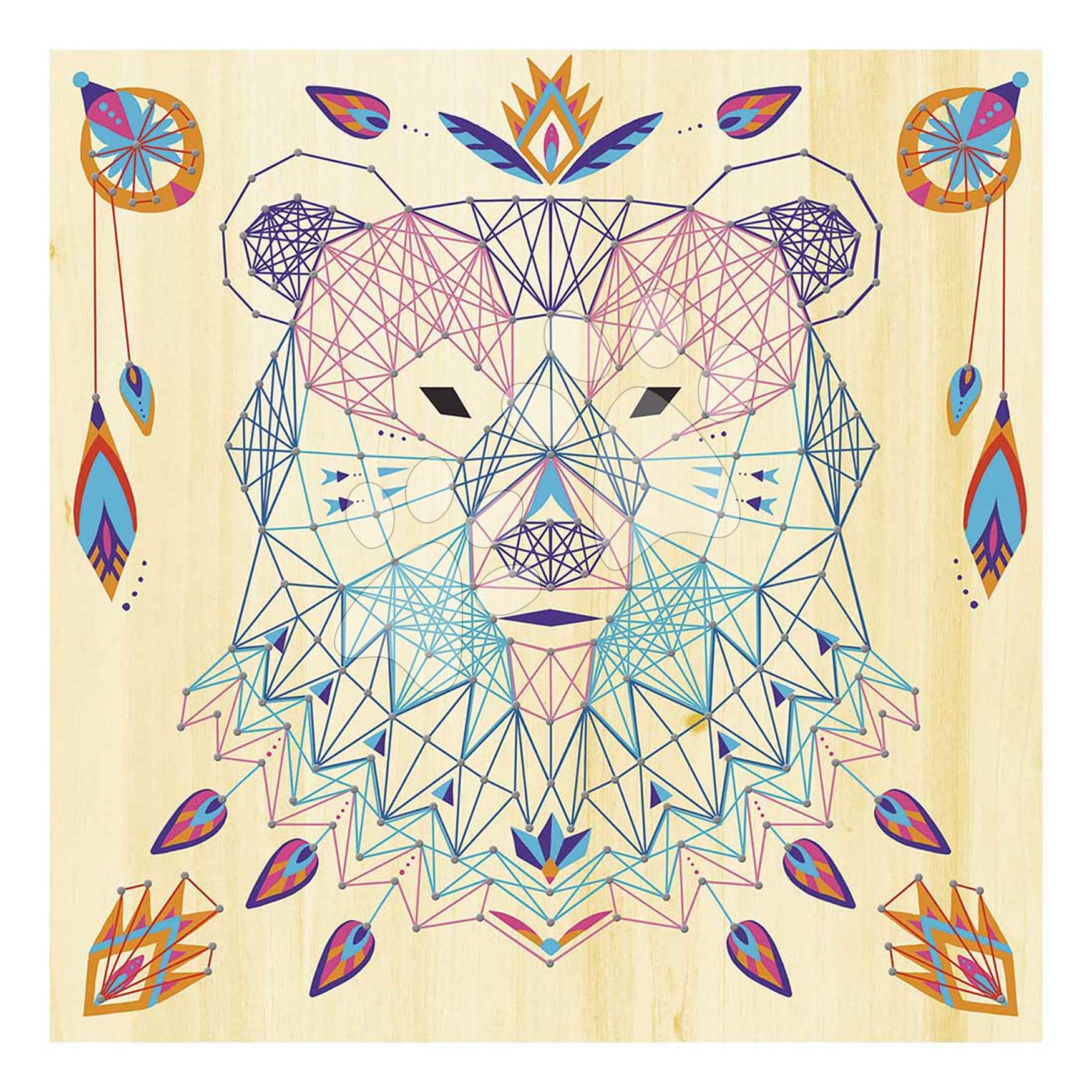 Maxi kreatívna sada Tvoríme so šnúrkami Zvieratká String Art Animal Pictures Atelier Janod 5 kariet a 800 klinčekov od 10 rokov J07912