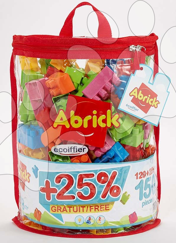 Otroške kocke Abrick - Kocke v torbici Abrick Écoiffier 120 kom + 25% brezplačno (150 kock) od 18 mes