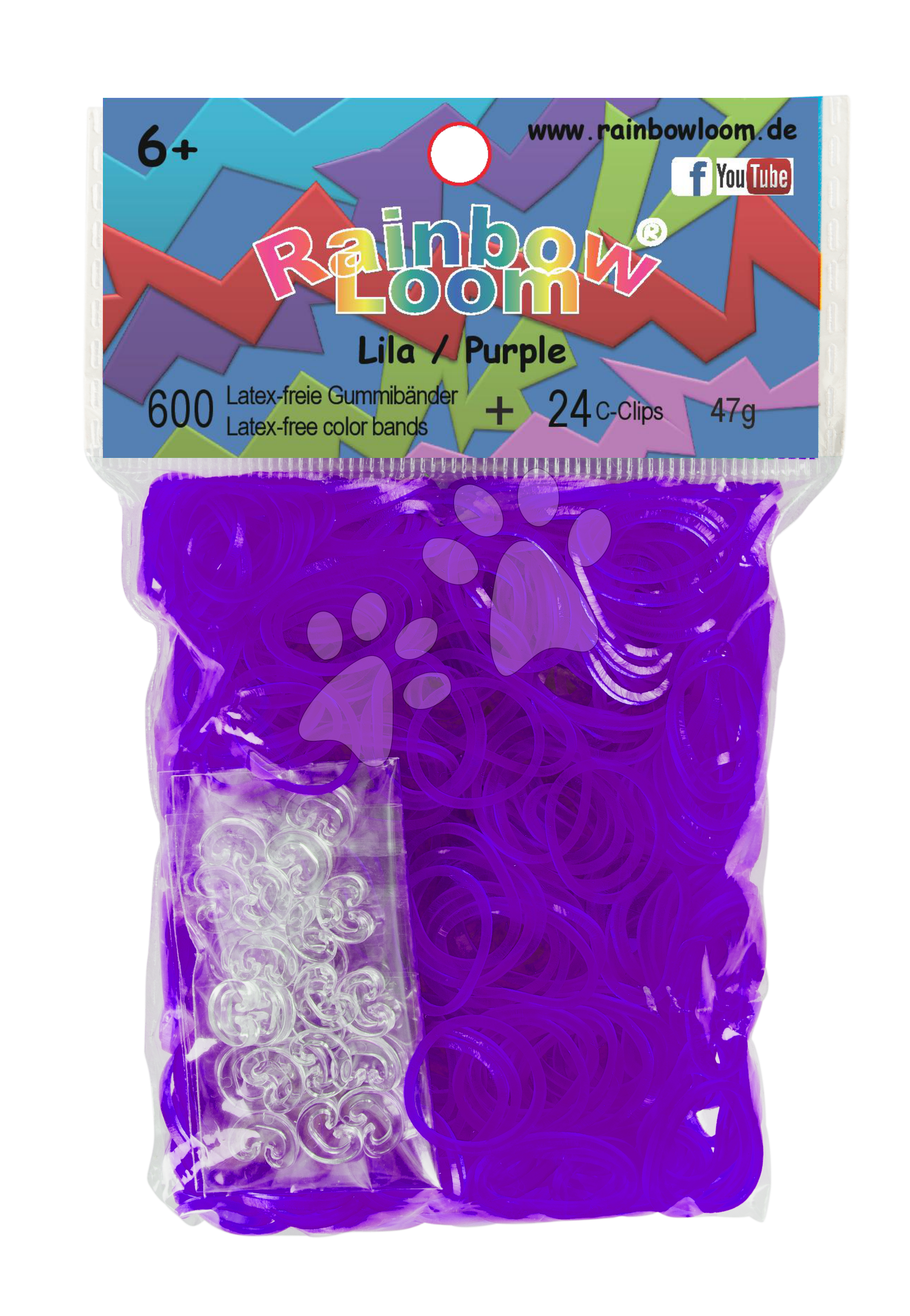 Rainbow Loom gumičky priesvitné - Rainbow Loom originálne transparentné gumičky 600 kusov fialové od 6 rokov