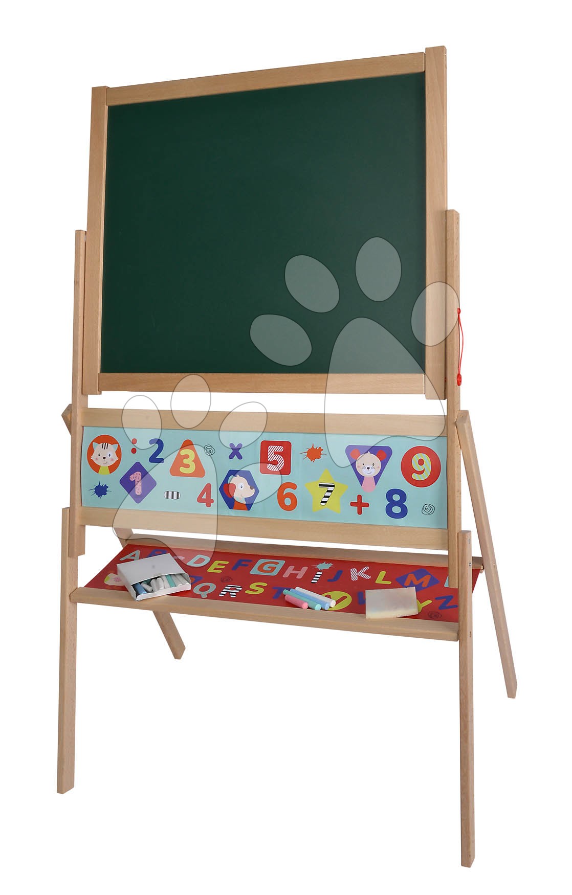 Fa mágneses tábla Magnetic Board Eichhorn összecsukható 48 mágnessel és 10 krétával és szivaccsal 110 cm magas