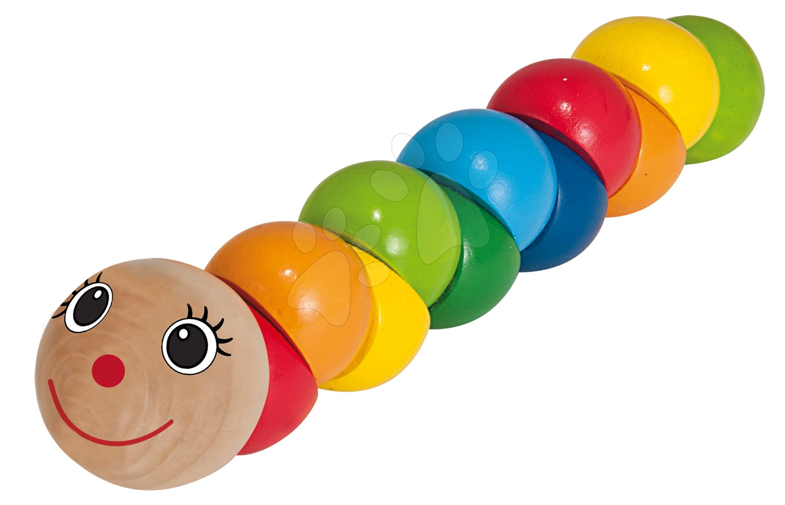 Drevené didaktické hračky - Drevená húsenica Grasping Toy Eichhorn dĺžka 18,5 cm od 12 mes