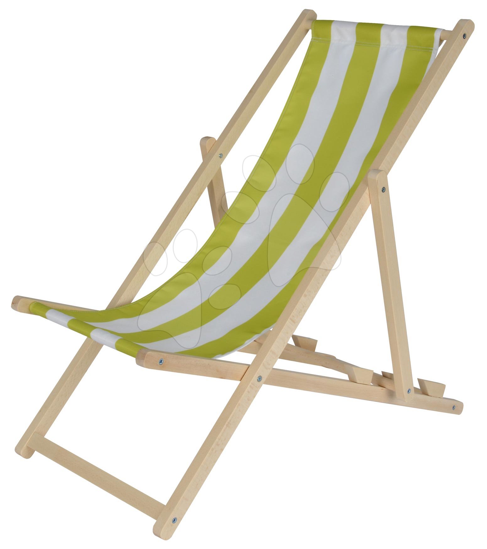 E-shop Drevené lehátko pre deti Outdoor Kids Sunchair Eichhorn s pásikavým poťahom skladacie s UV filtrom nosnosť 40 kg