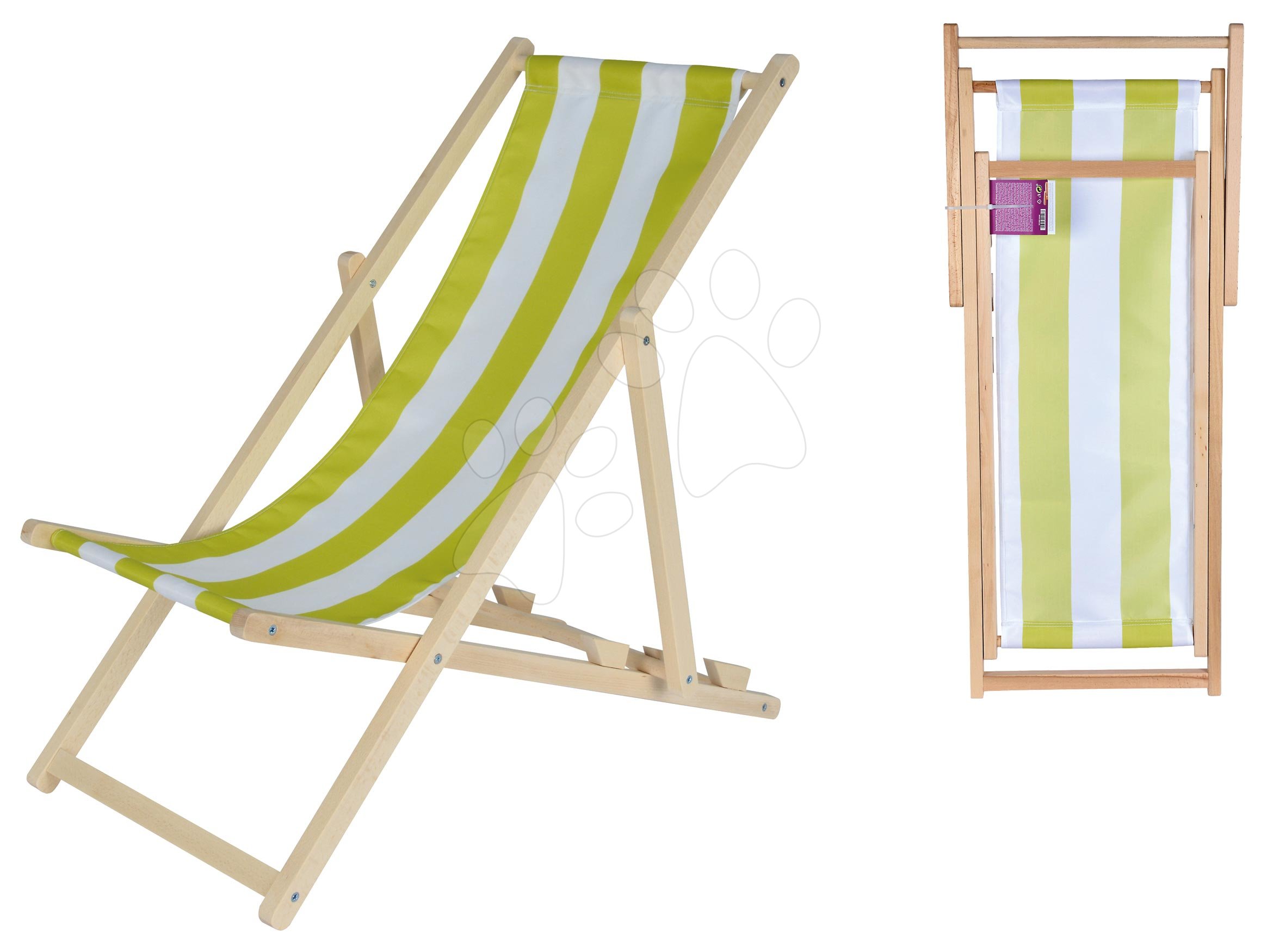 Fa összecsukható nyugágy gyerekeknek Outdoor Kids Sunchair Eichhorn csíkos huzattal UV szűrővel 40 kg teherbírás