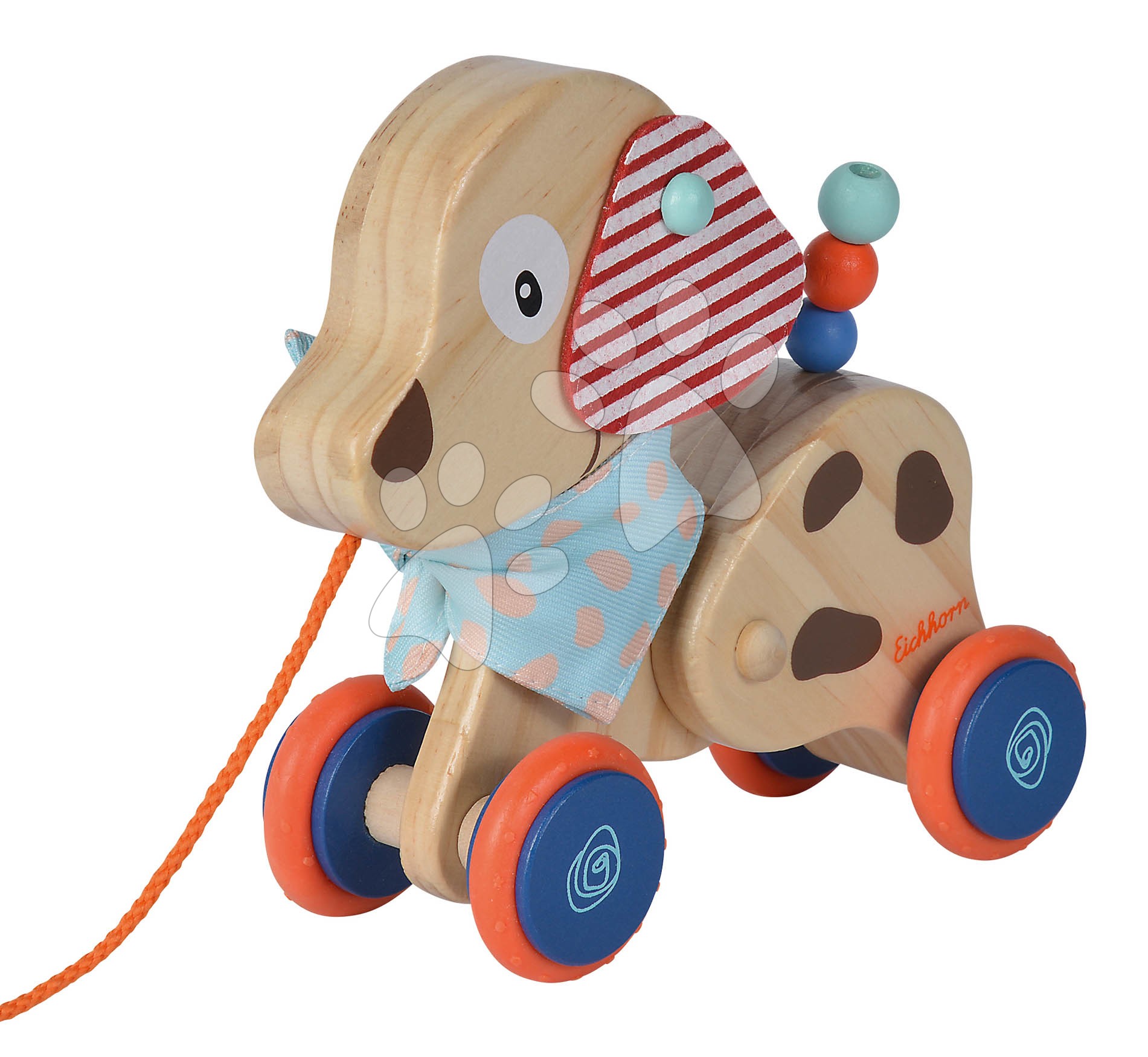 Ťahacie hračky - Drevený psík na ťahanie Dog Pull-along Animal Eichhorn s pohyblivou hlavou od 12 mes