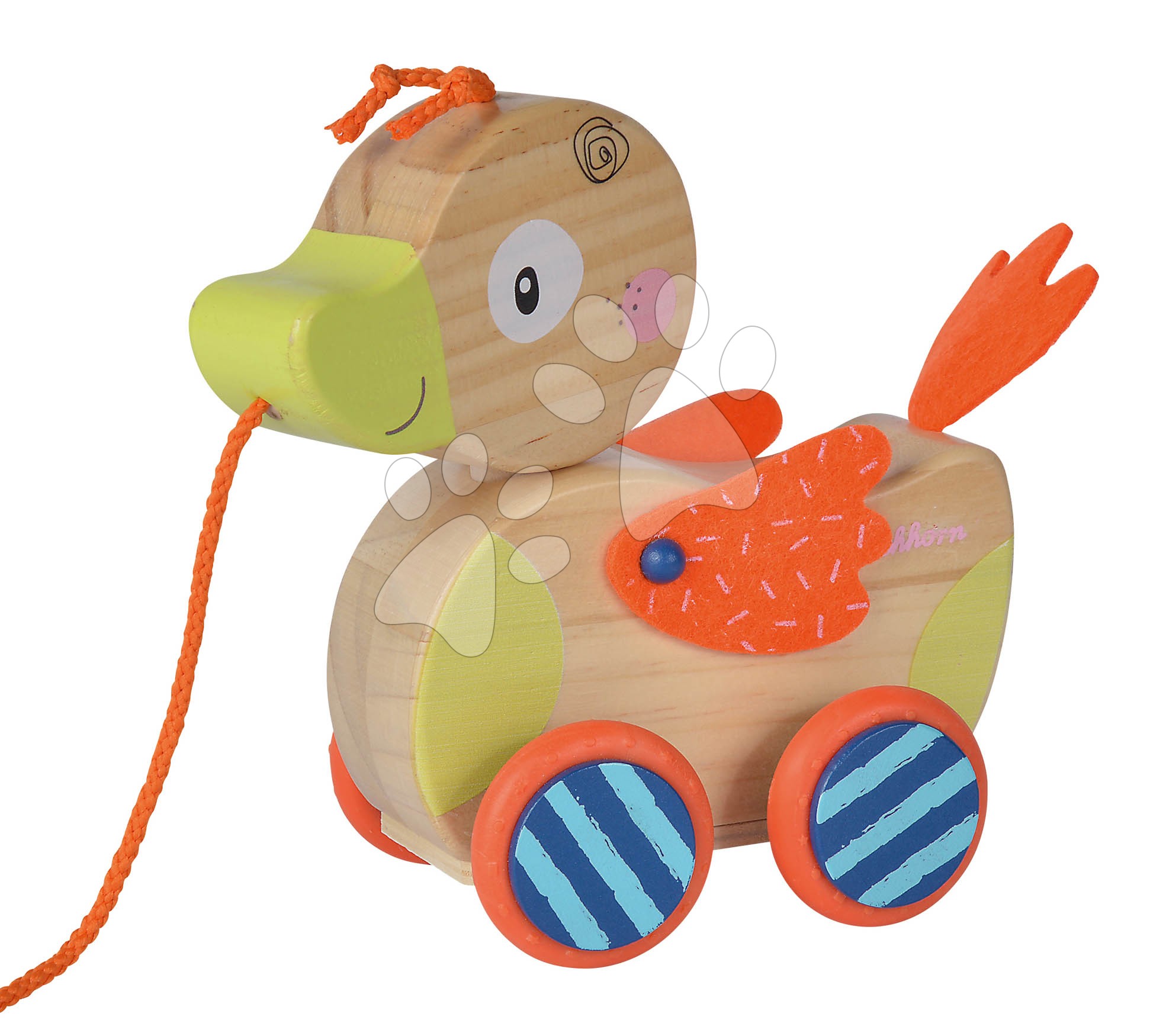 Ťahacie hračky - Drevená kačička na ťahanie Duck Pull-along Animal Eichhorn s pohyblivou hlavou od 12 mes