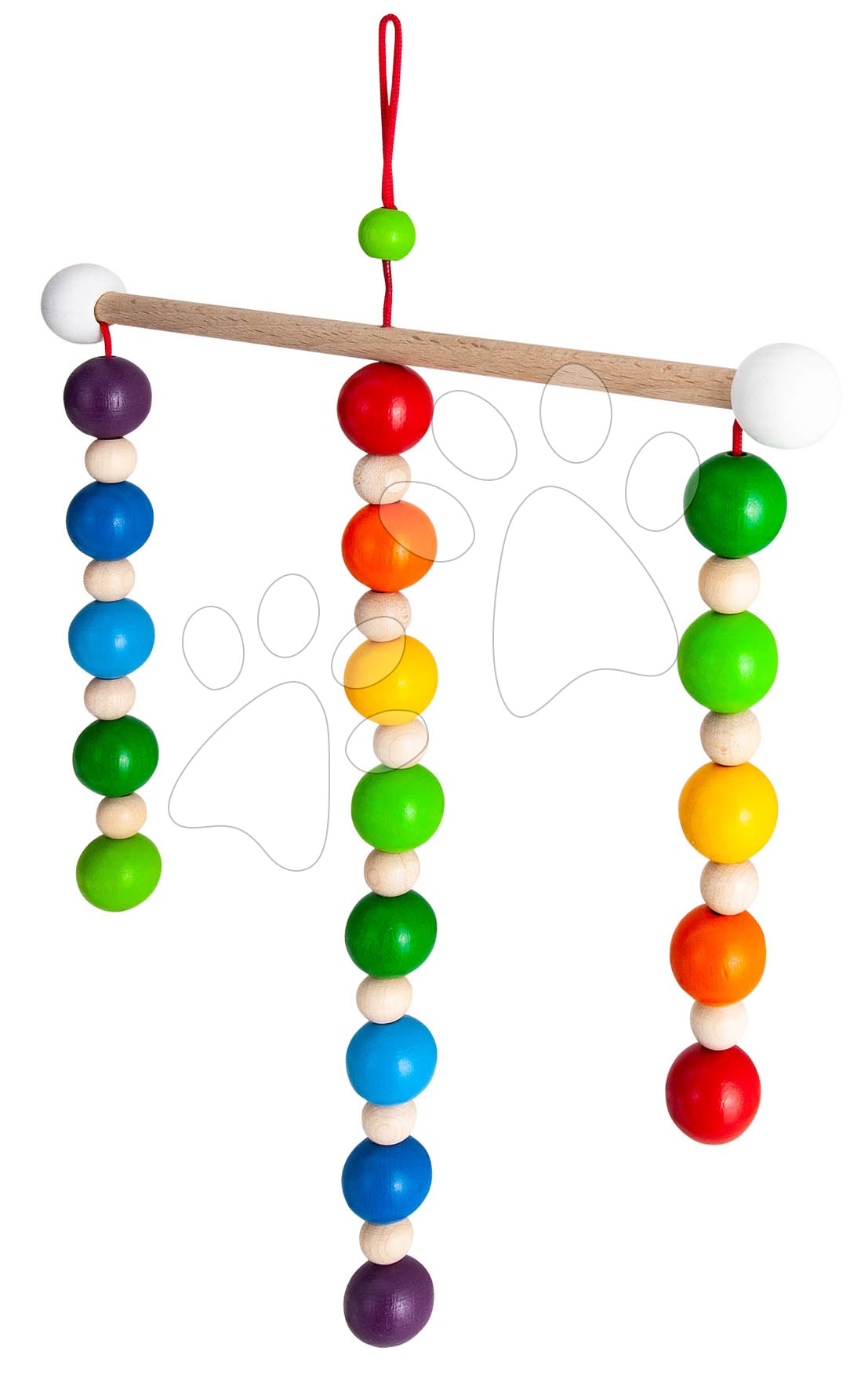 Hračky nad postýlku - Dřevěný kolotoč nad postýlku Baby Mobile Eichhorn s barevnými kuličkami od 0 měsíců