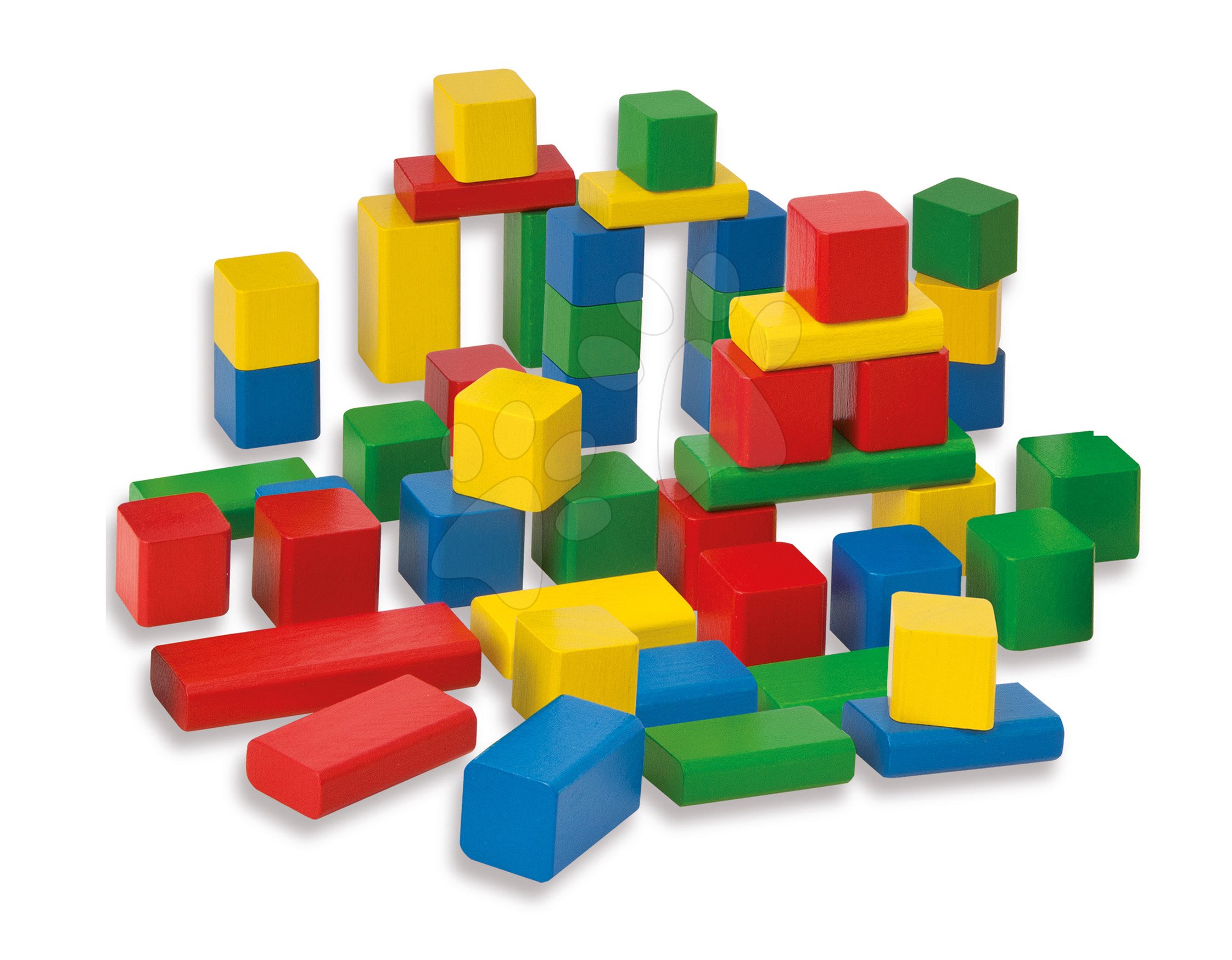 Dřevěné kostky Coloured Wooden Blocks Eichhorn barevné 50 kusů od 12 měsíců velikost 2,5 cm EH21252