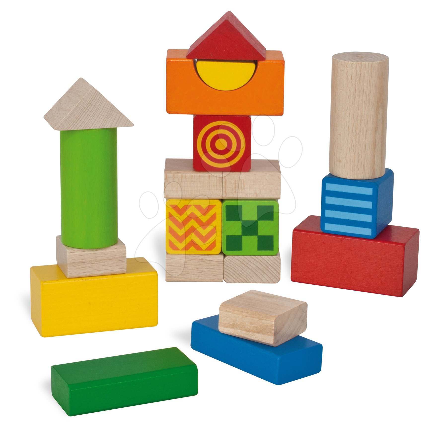 Fakockák Feel and Sound Blocks Eichhorn mintás 20 db 4 kocka textúrával és 2 hanggal 4 cm magas 12 hó-tól