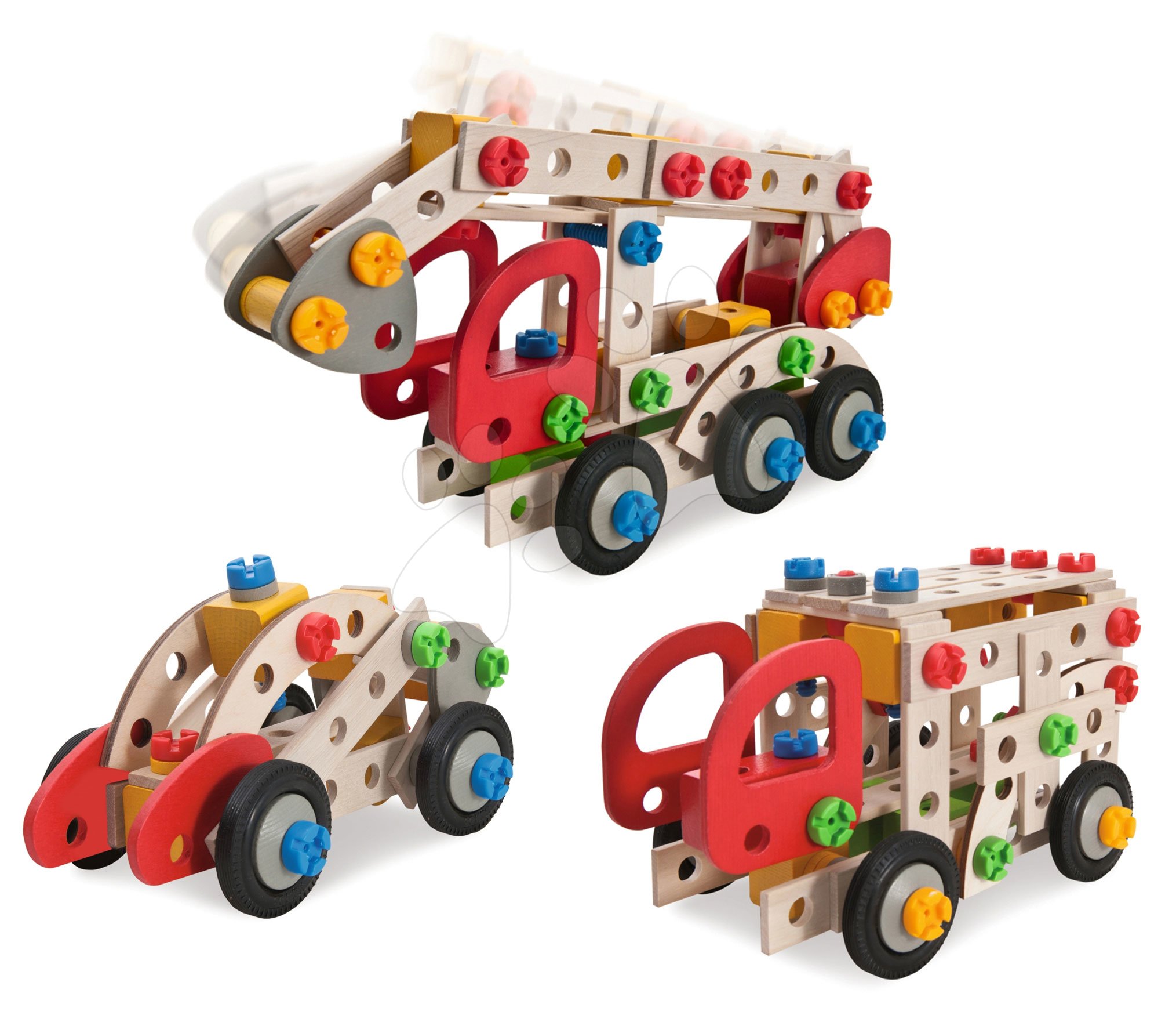 Drevená stavebnica požiarnik Constructor Fire Truck Eichhorn tri modely (požiarnik, sanitka, polícia) 155 dielov od 5 rokov